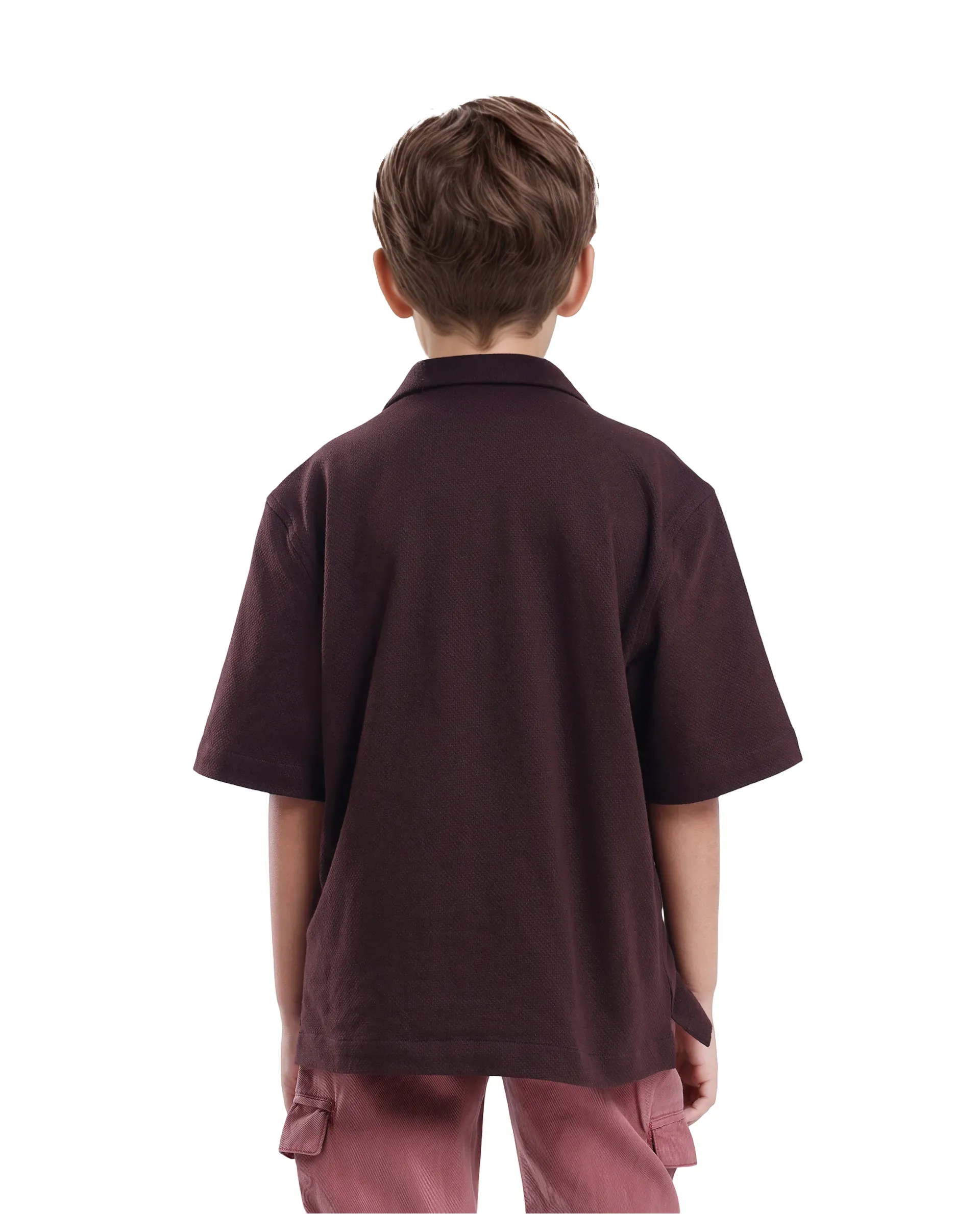 Rare Ones Kids Veno-S Brown Cotton Half Sleeve Button Solid Regular Fit Shirt - Image 7