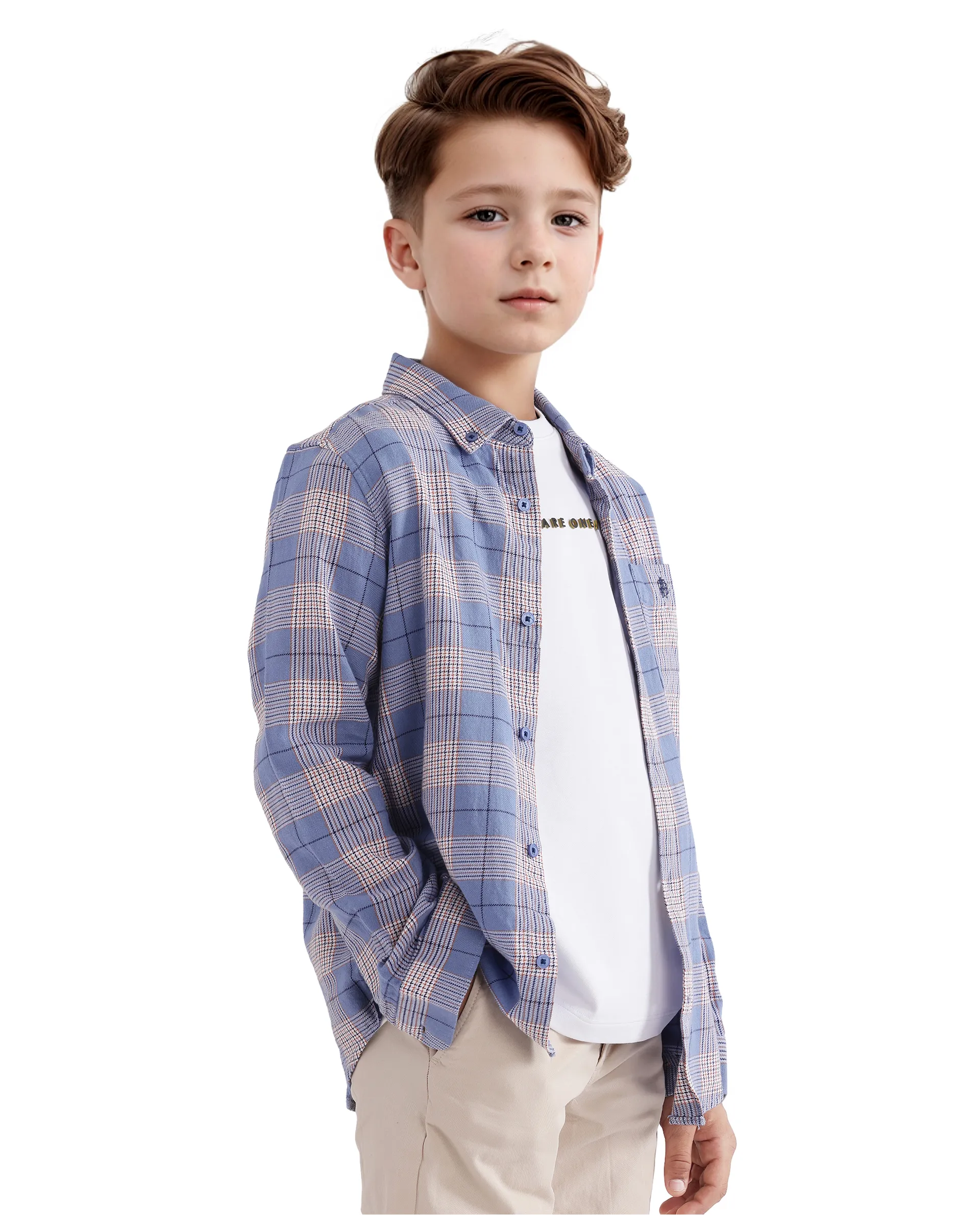 Rare Ones Kids Ver Blue Cotton Full Sleeves Button Down Regular Fit Checked Shirt - Image 2