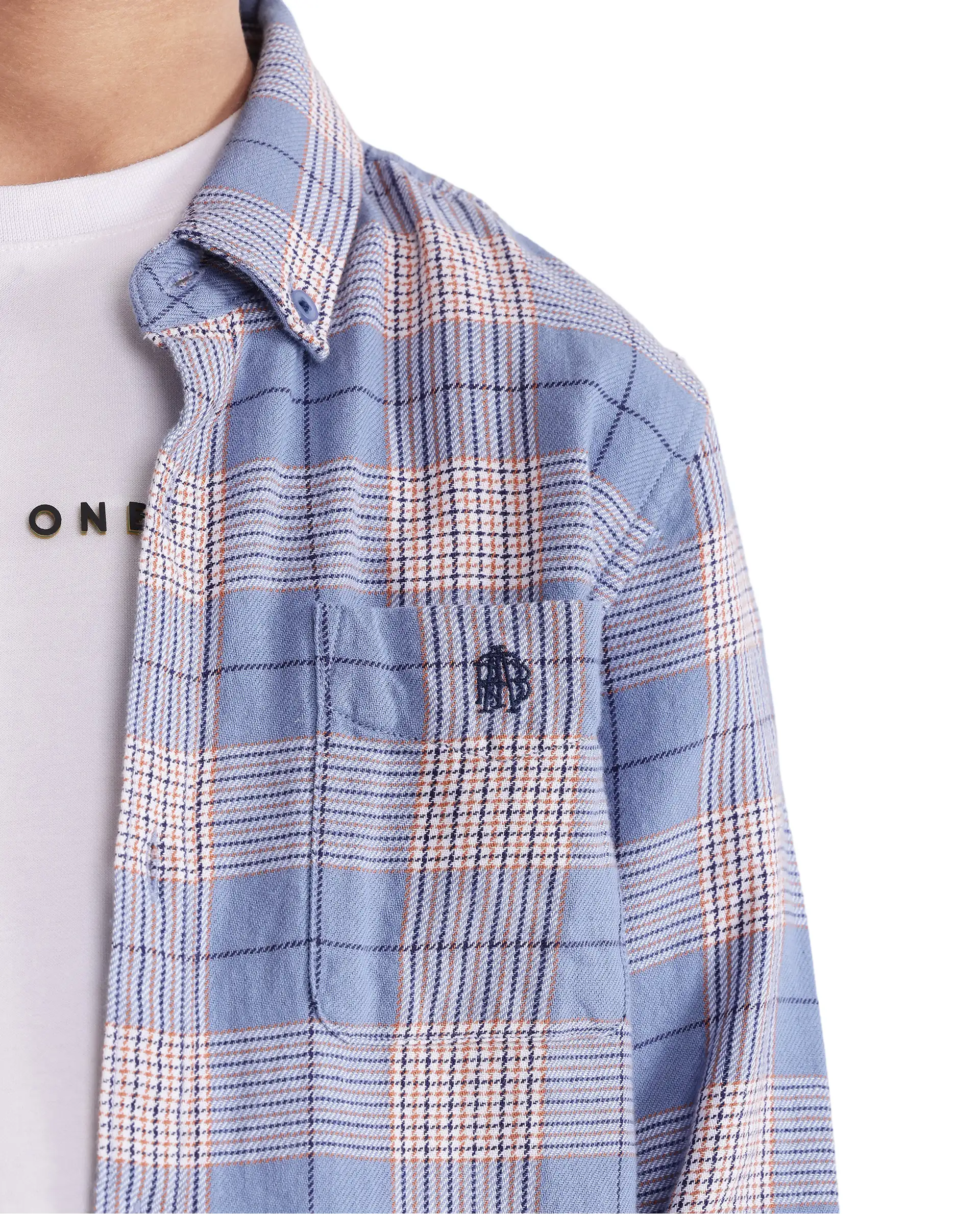 Rare Ones Kids Ver Blue Cotton Full Sleeves Button Down Regular Fit Checked Shirt - Image 3