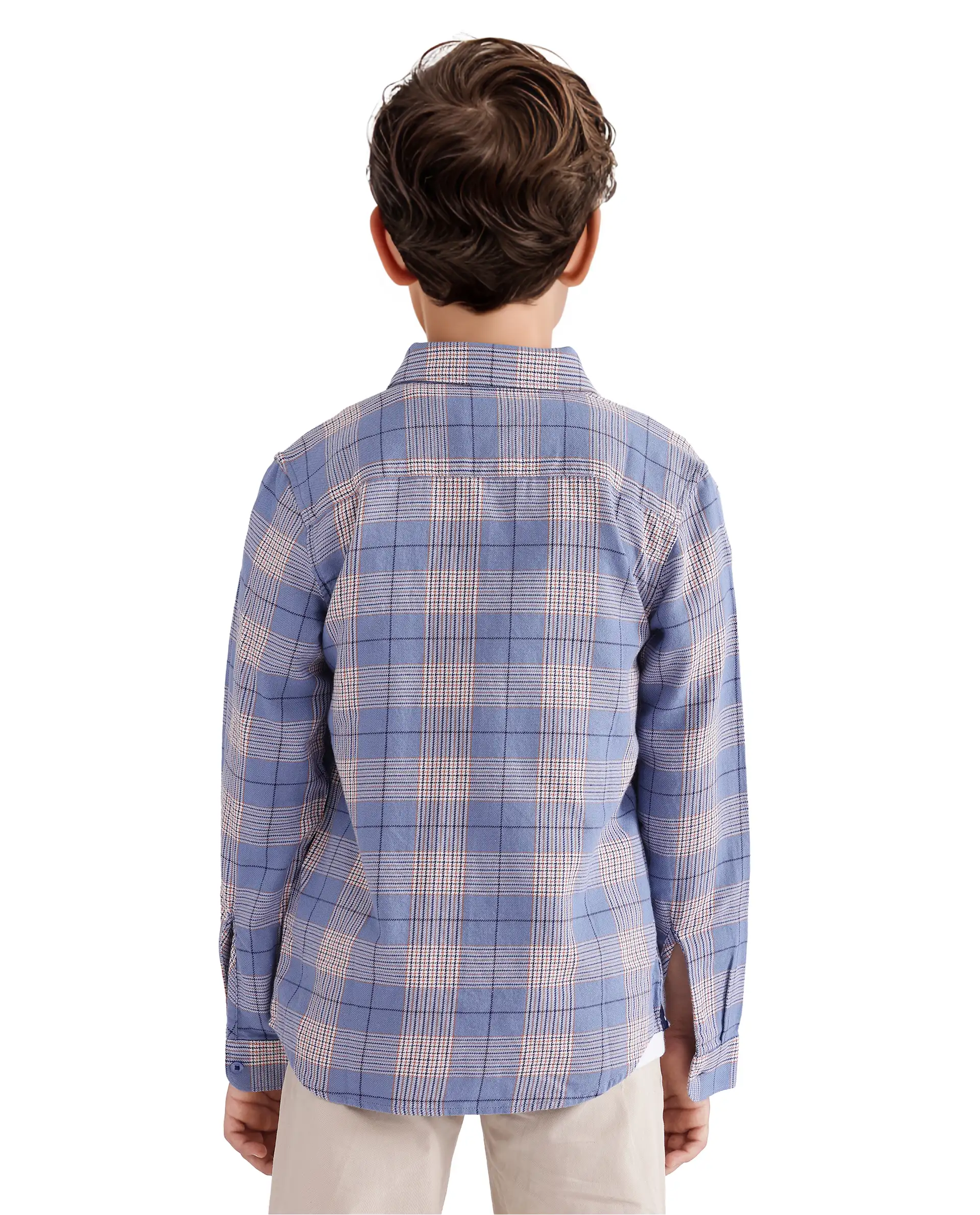 Rare Ones Kids Ver Blue Cotton Full Sleeves Button Down Regular Fit Checked Shirt - Image 4