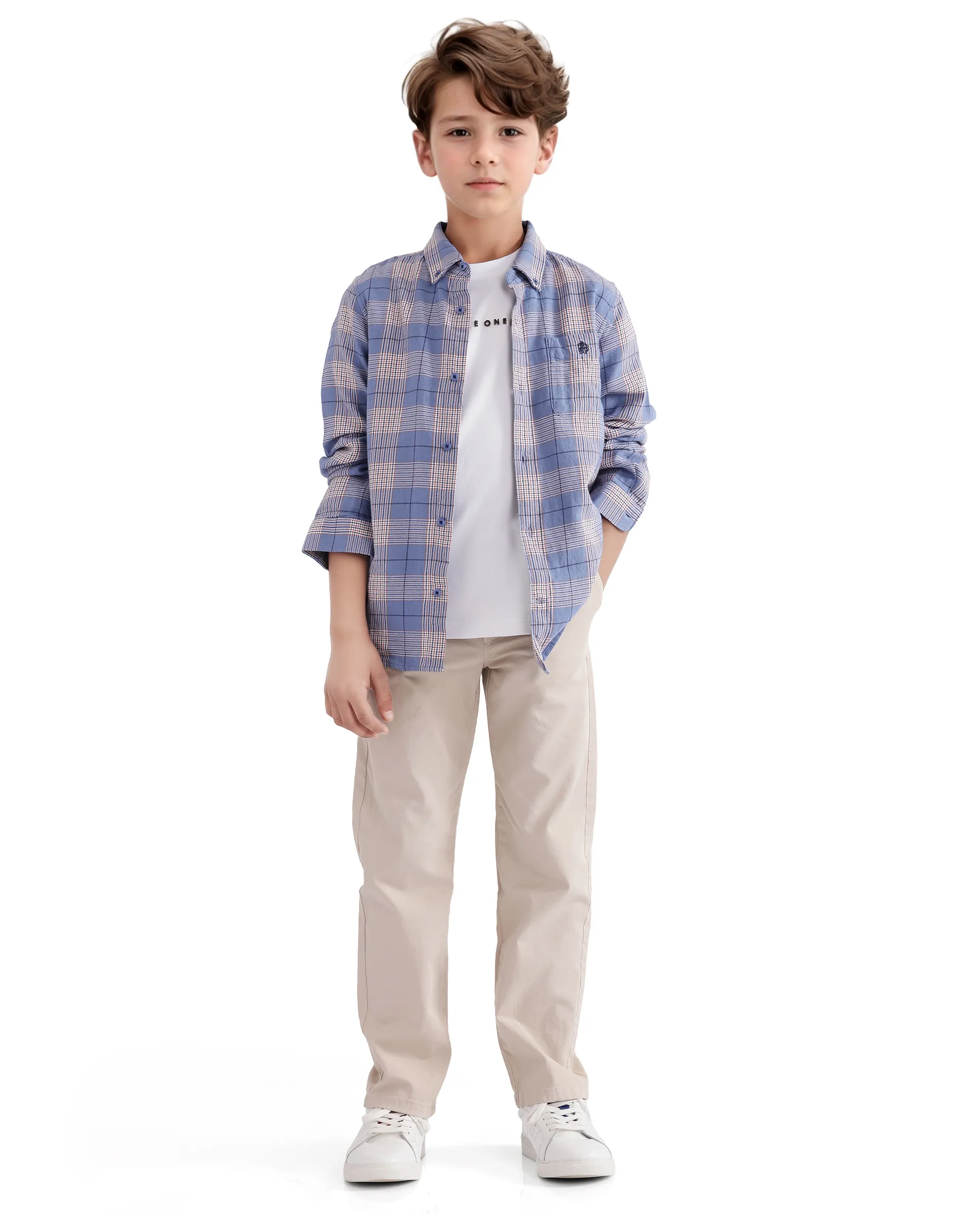 Rare Ones Kids Ver Blue Cotton Full Sleeves Button Down Regular Fit Checked Shirt - Image 5