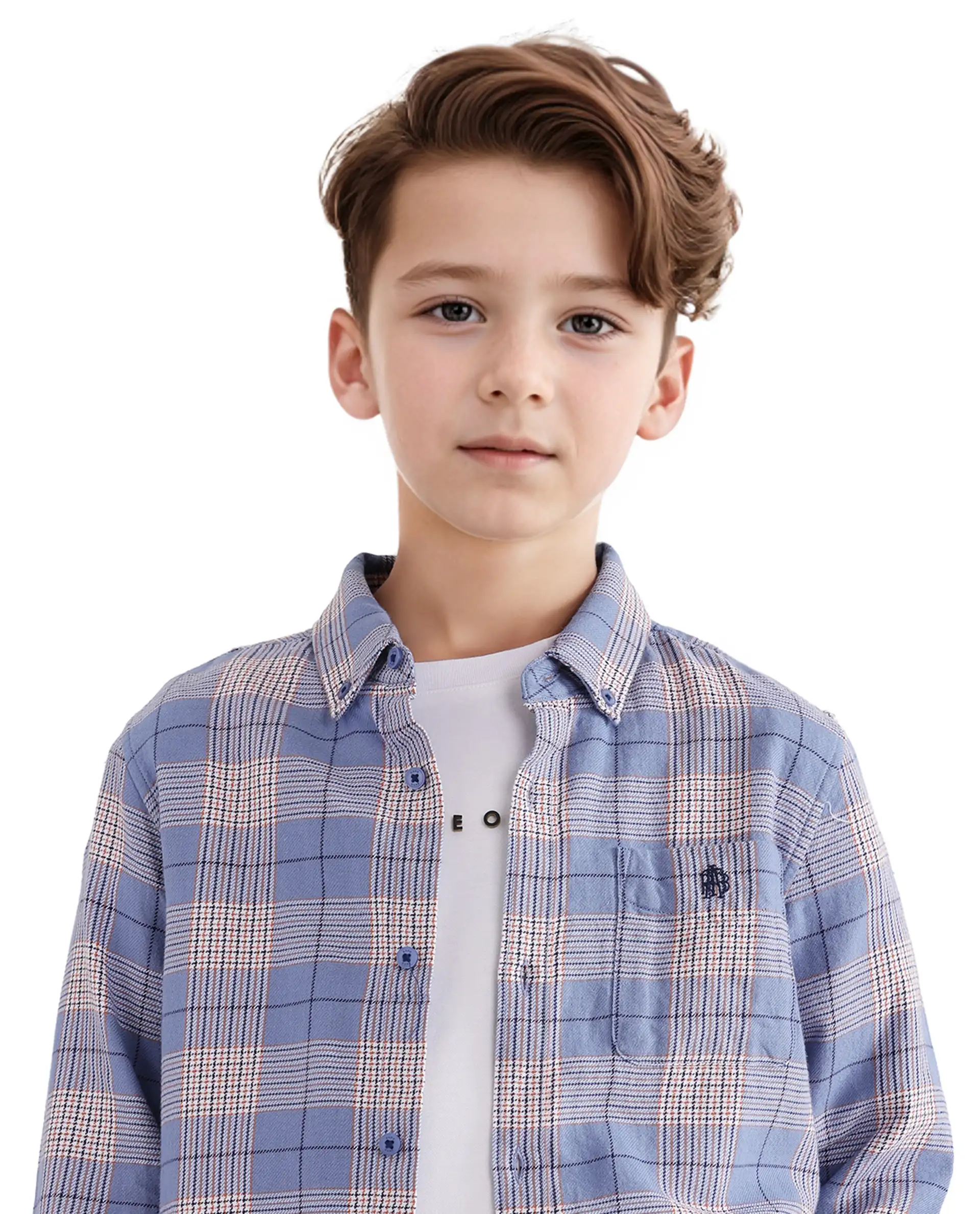 Rare Ones Kids Ver Blue Cotton Full Sleeves Button Down Regular Fit Checked Shirt - Image 6