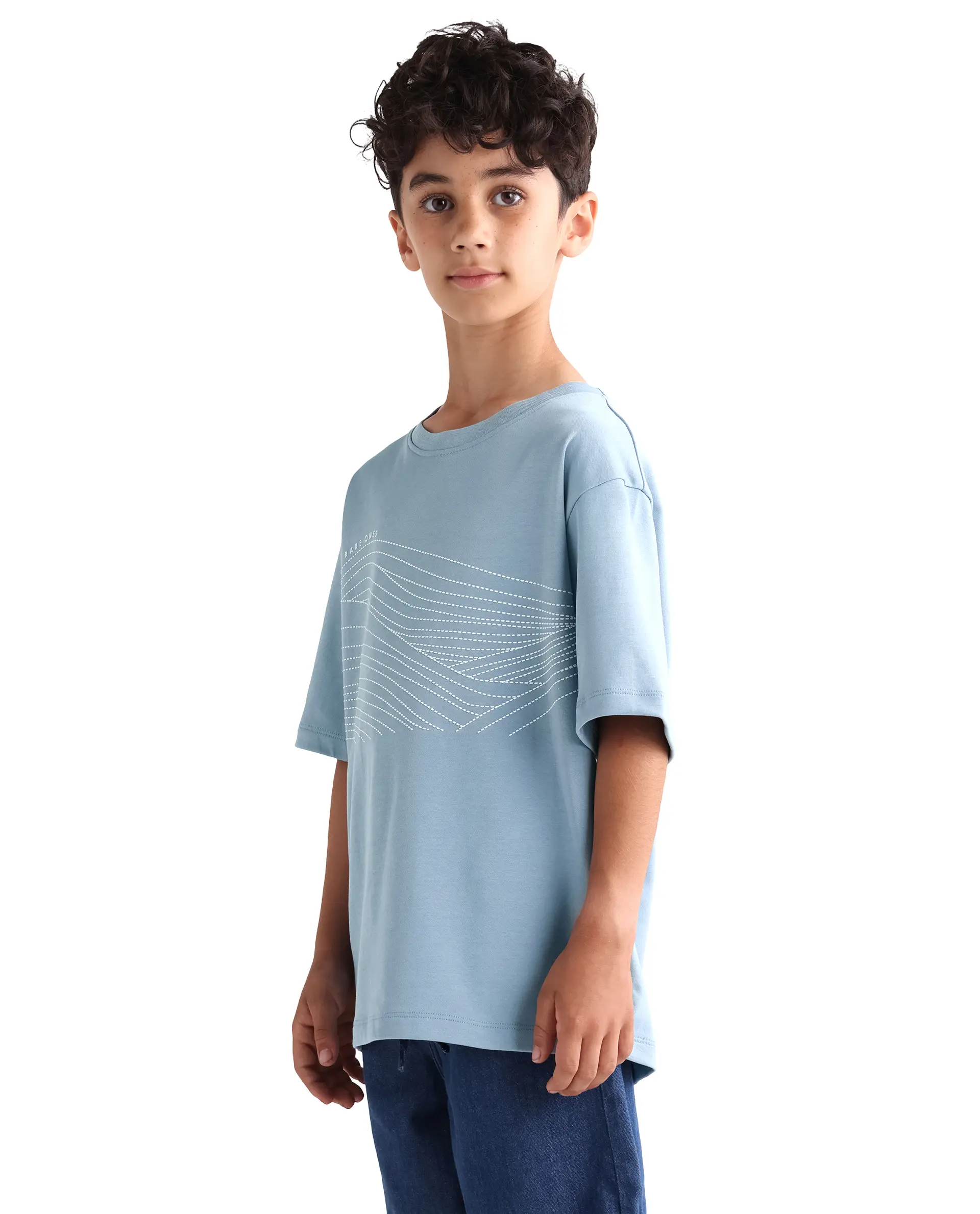 Rare Ones Kids Vint-K Blue Cotton Half Sleeve Graphic Print Slip-On Closure Regular Fit T-Shirt - Image 6