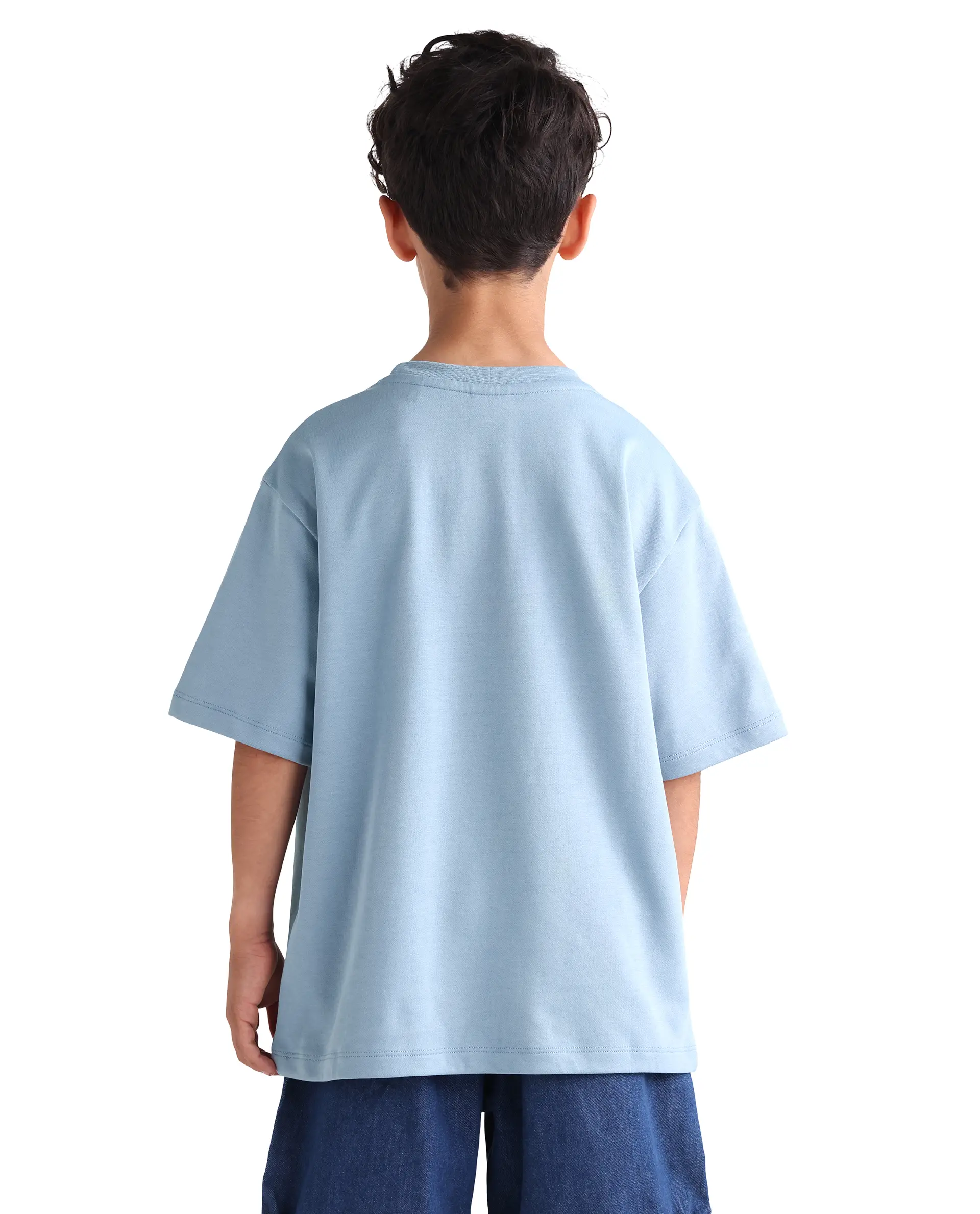 Rare Ones Kids Vint-K Blue Cotton Half Sleeve Graphic Print Slip-On Closure Regular Fit T-Shirt - Image 7