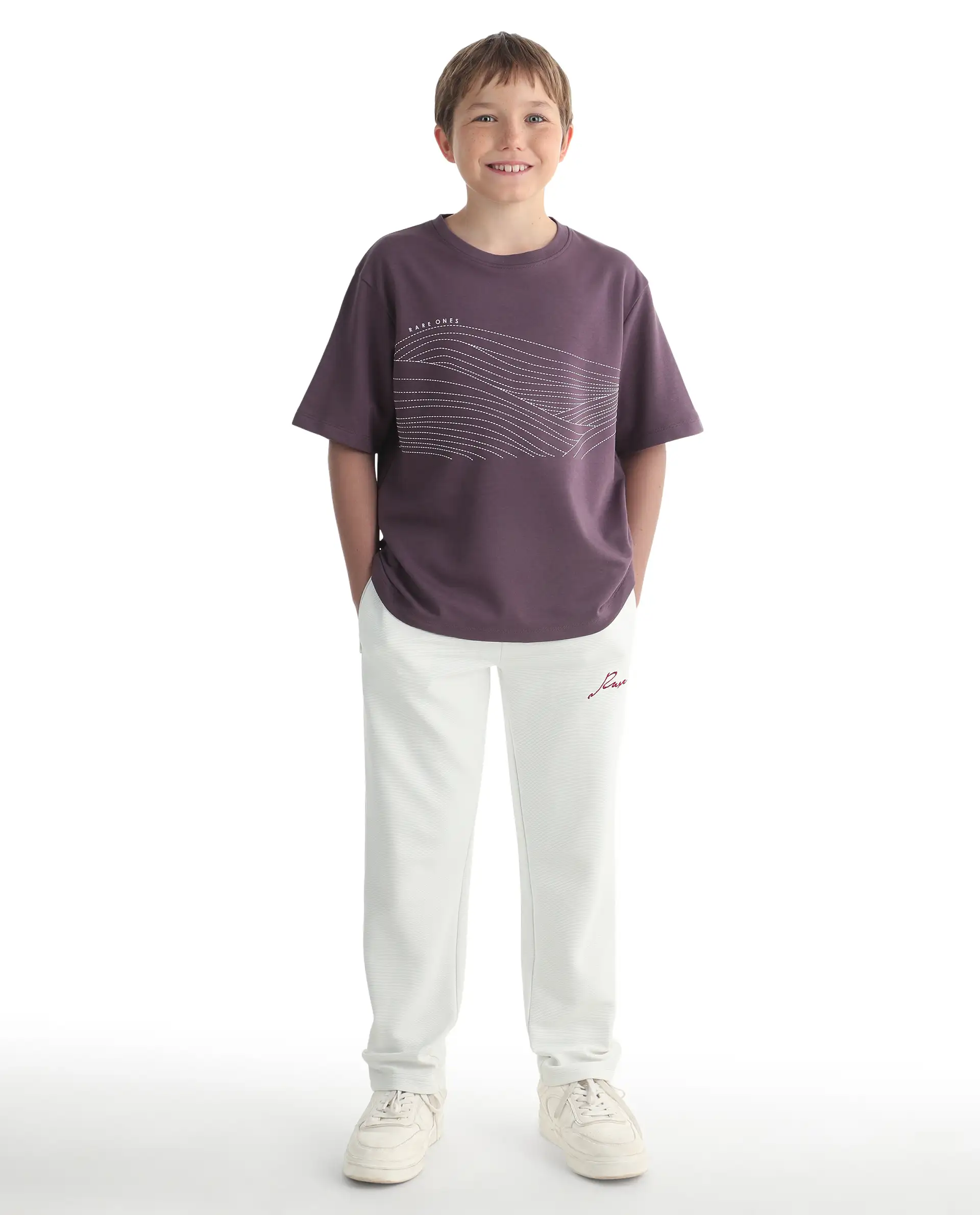 Rare Ones Kids Vint-K Dusky Pink Cotton Solid Slip-On Regular Fit T-Shirt - Image 2