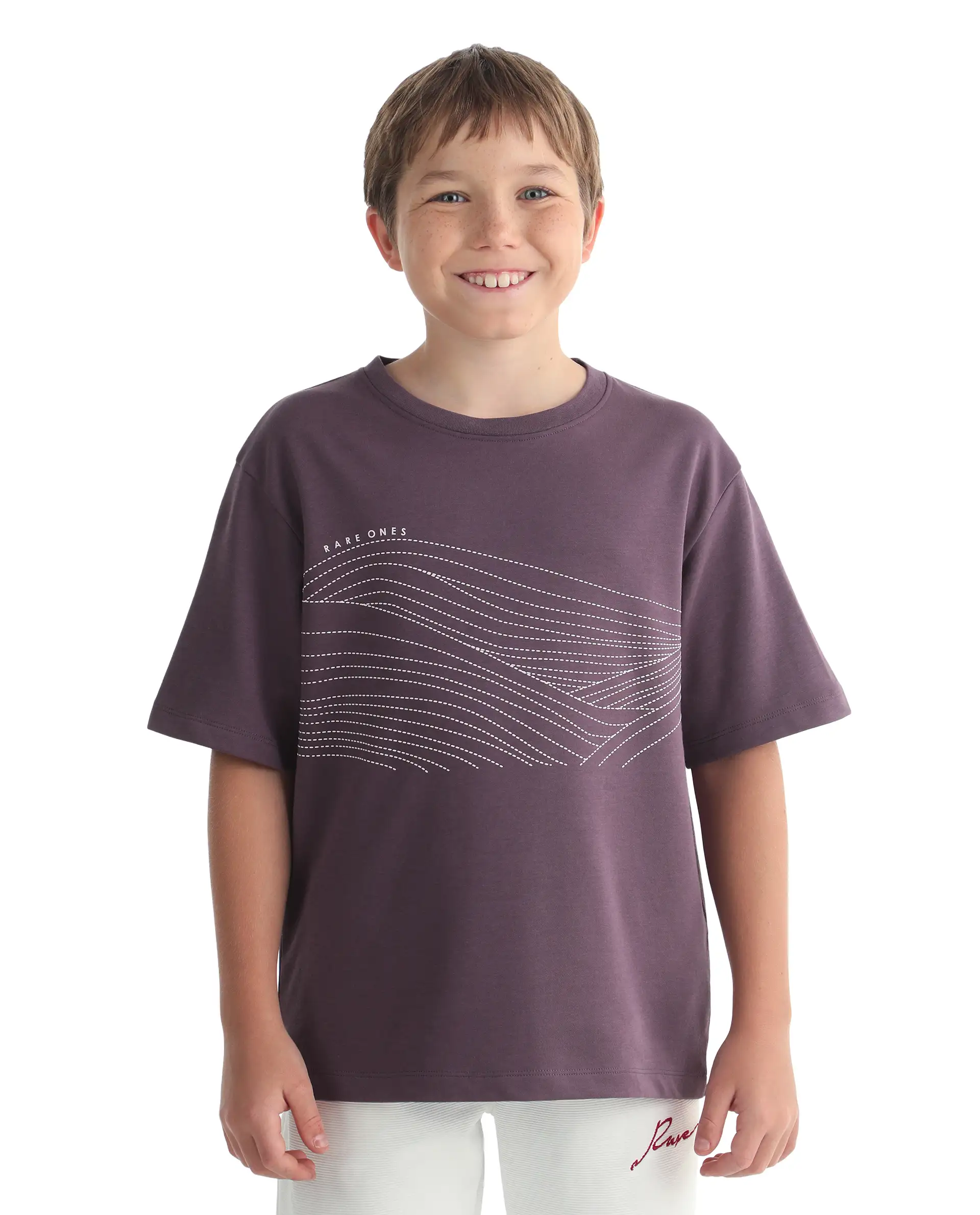 Rare Ones Kids Vint-K Dusky Pink Cotton Solid Slip-On Regular Fit T-Shirt - Image 3