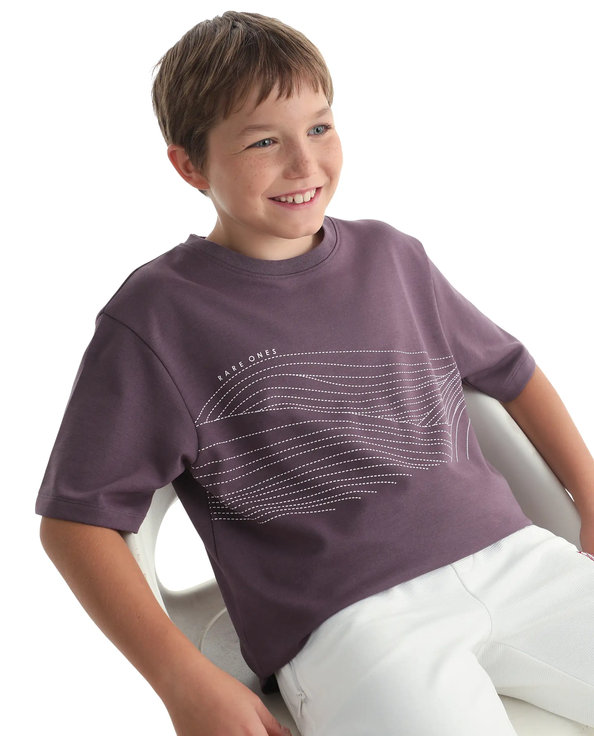Rare Ones Kids Vint-K Dusky Pink Cotton Solid Slip-On Regular Fit T-Shirt - Image 5