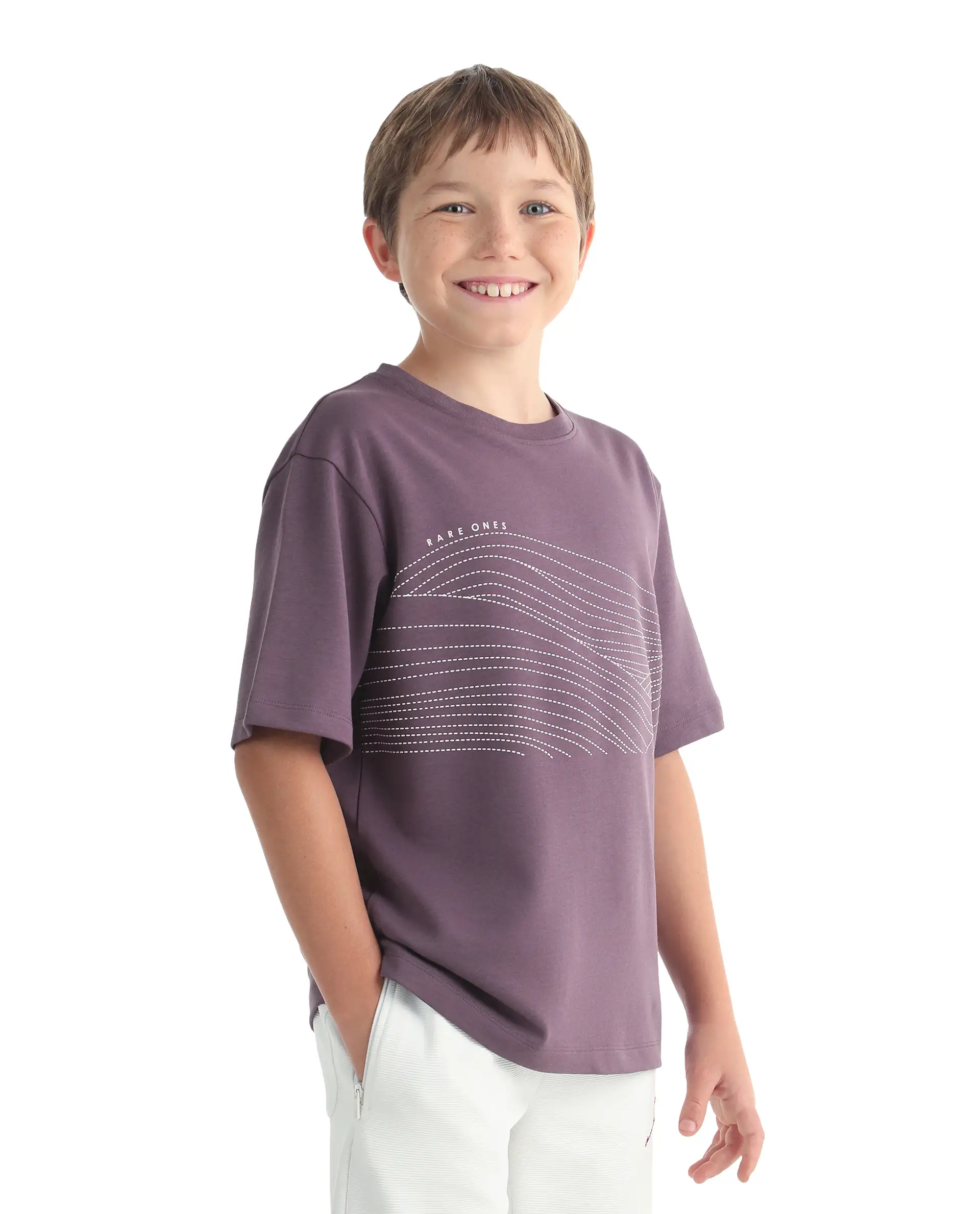 Rare Ones Kids Vint-K Dusky Pink Cotton Solid Slip-On Regular Fit T-Shirt - Image 7