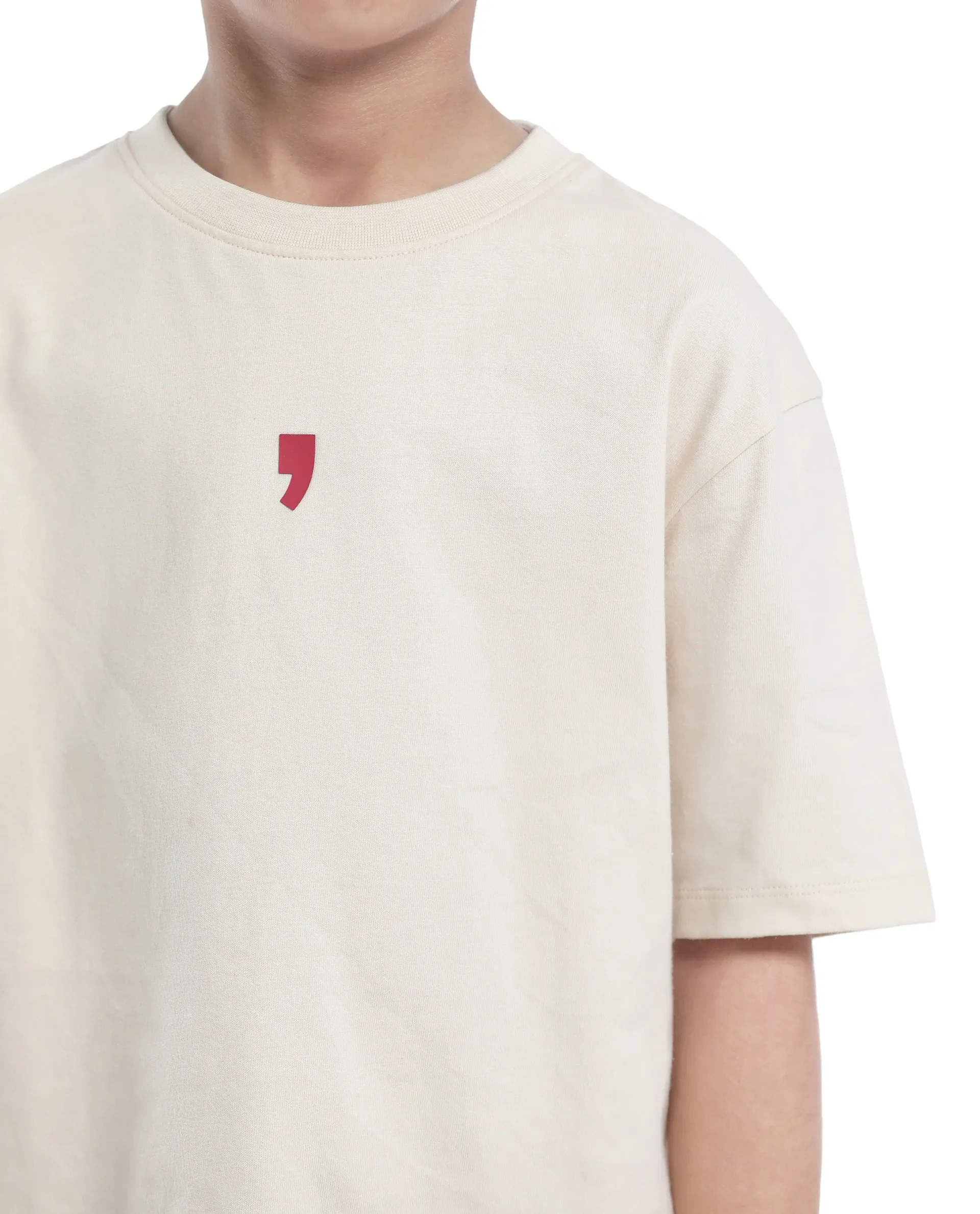 Rare Ones Kids Voy-K Light Beige Cotton Graphic Print Slip-On Oversized Fit T-Shirt - Image 5