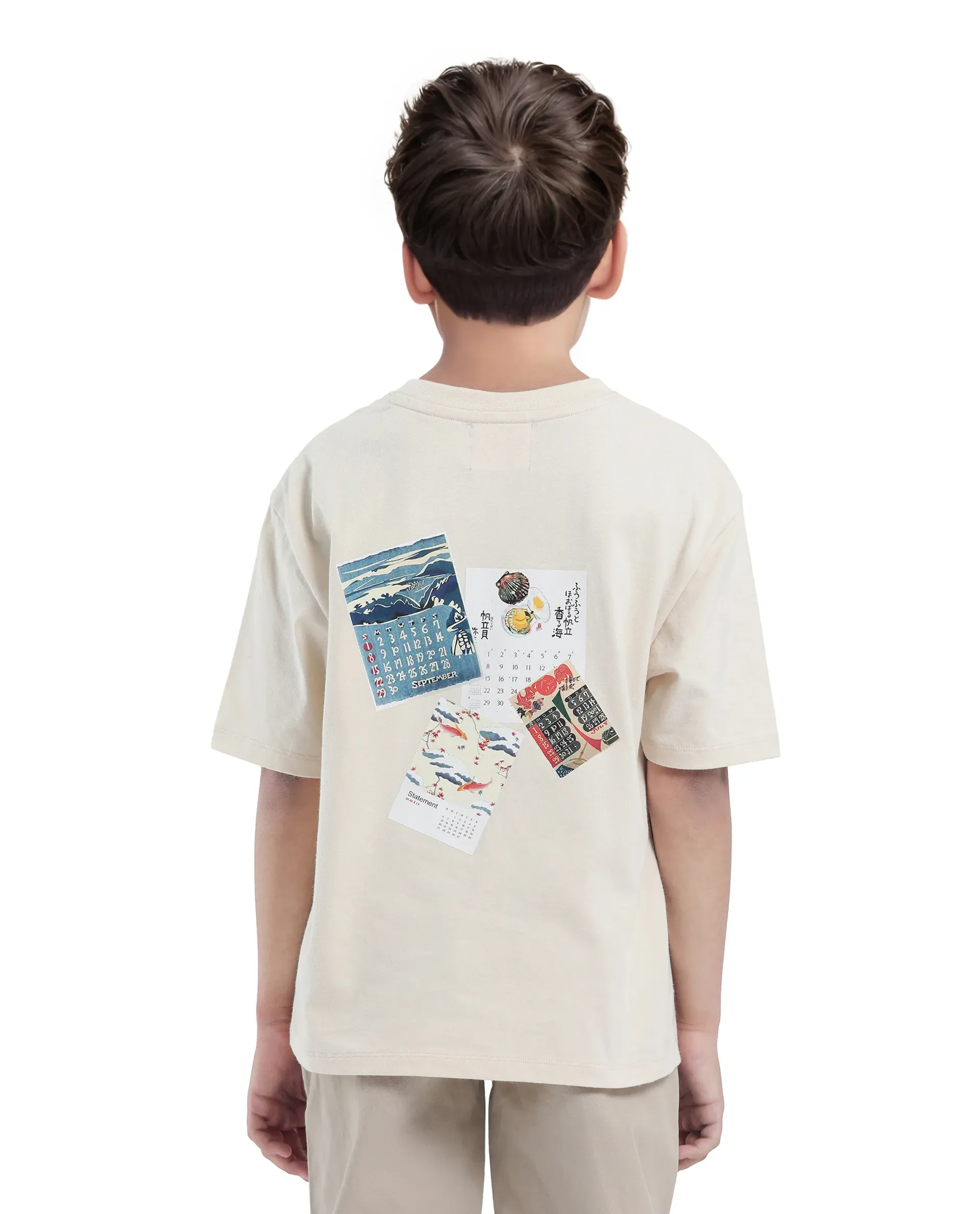 Rare Ones Kids Voy-K Light Beige Cotton Graphic Print Slip-On Oversized Fit T-Shirt - Image 8