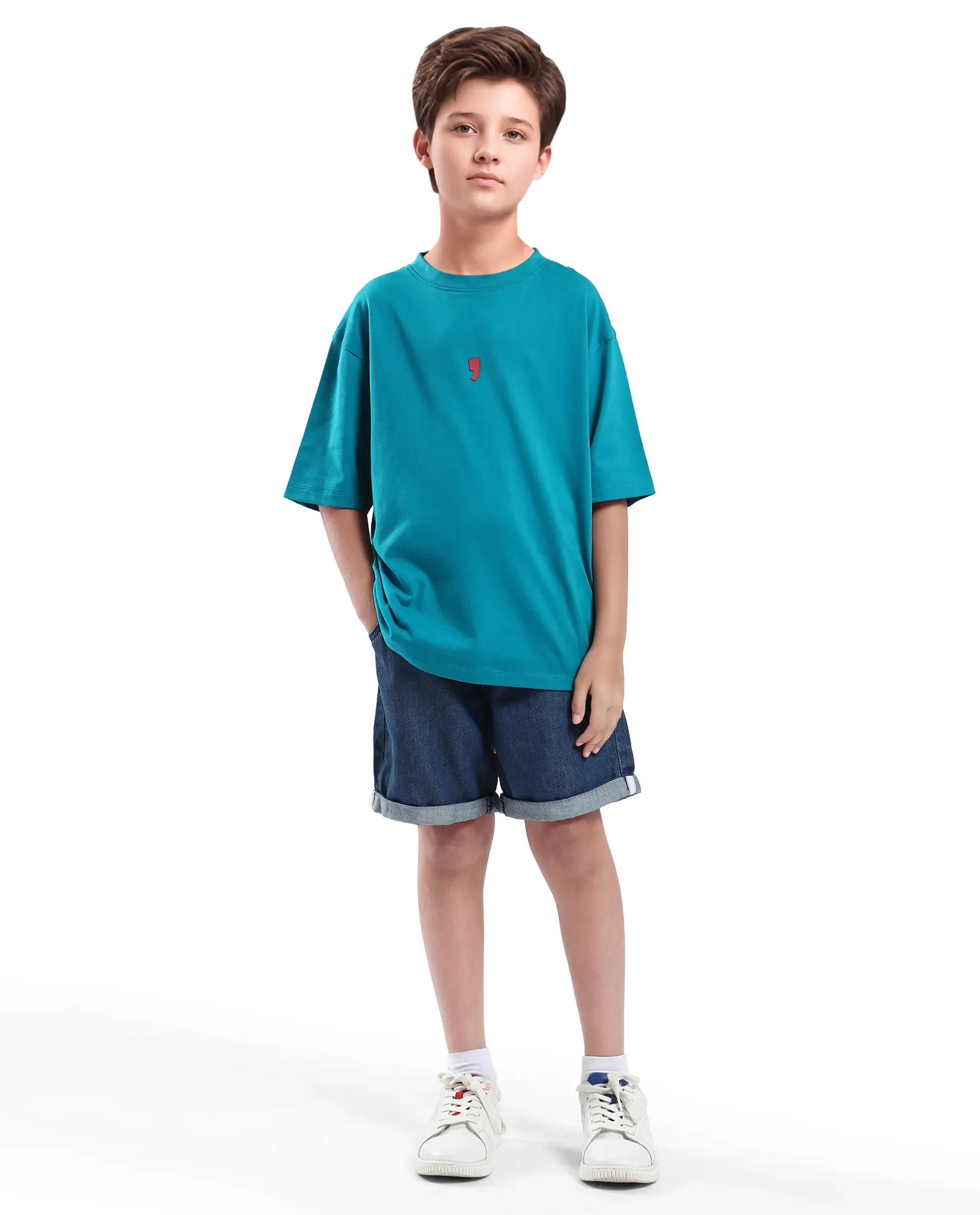 Rare Ones Kids Voy-K Turq Cotton Graphic Print Slip-On Oversized Fit T-Shirt - Image 2