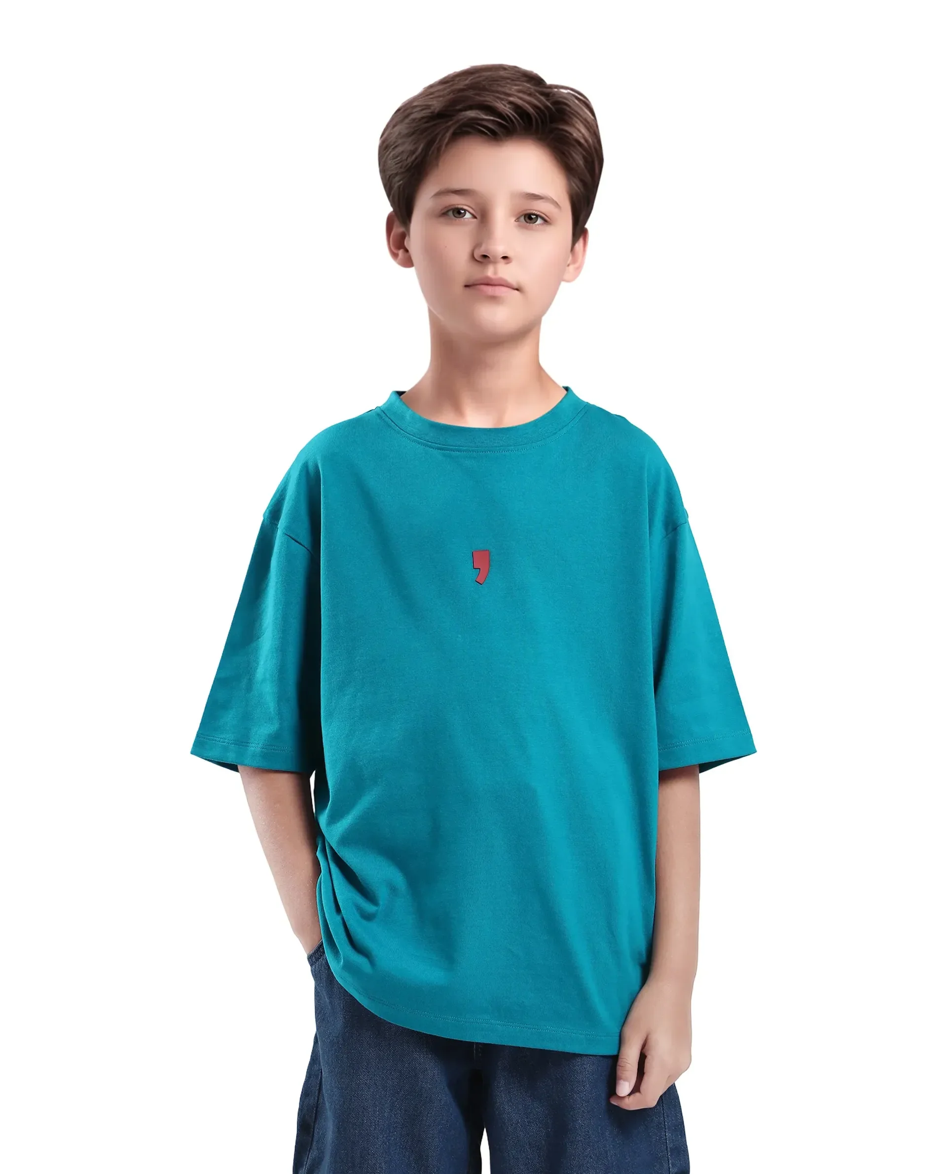 Rare Ones Kids Voy-K Turq Cotton Graphic Print Slip-On Oversized Fit T-Shirt - Image 3