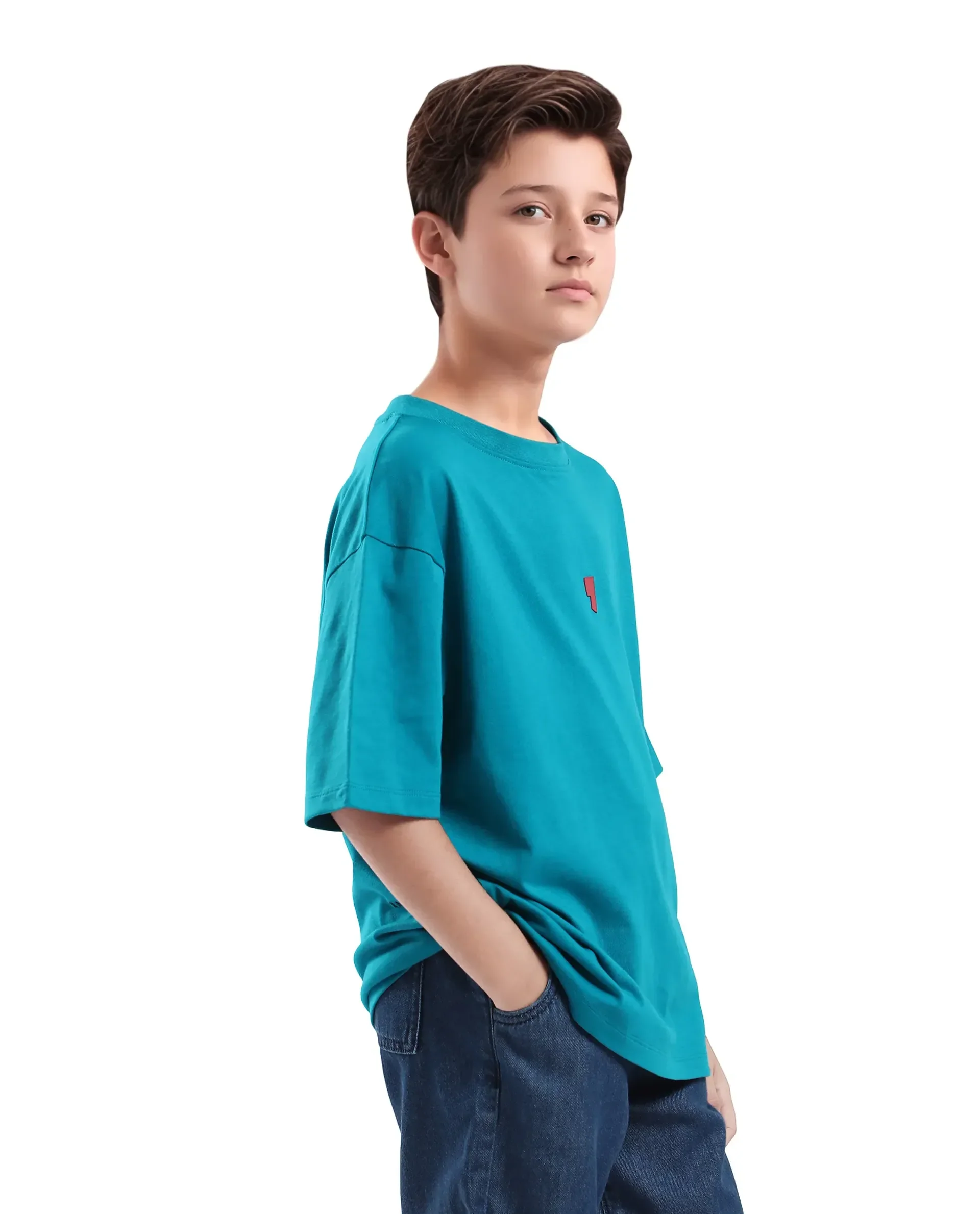 Rare Ones Kids Voy-K Turq Cotton Graphic Print Slip-On Oversized Fit T-Shirt - Image 5