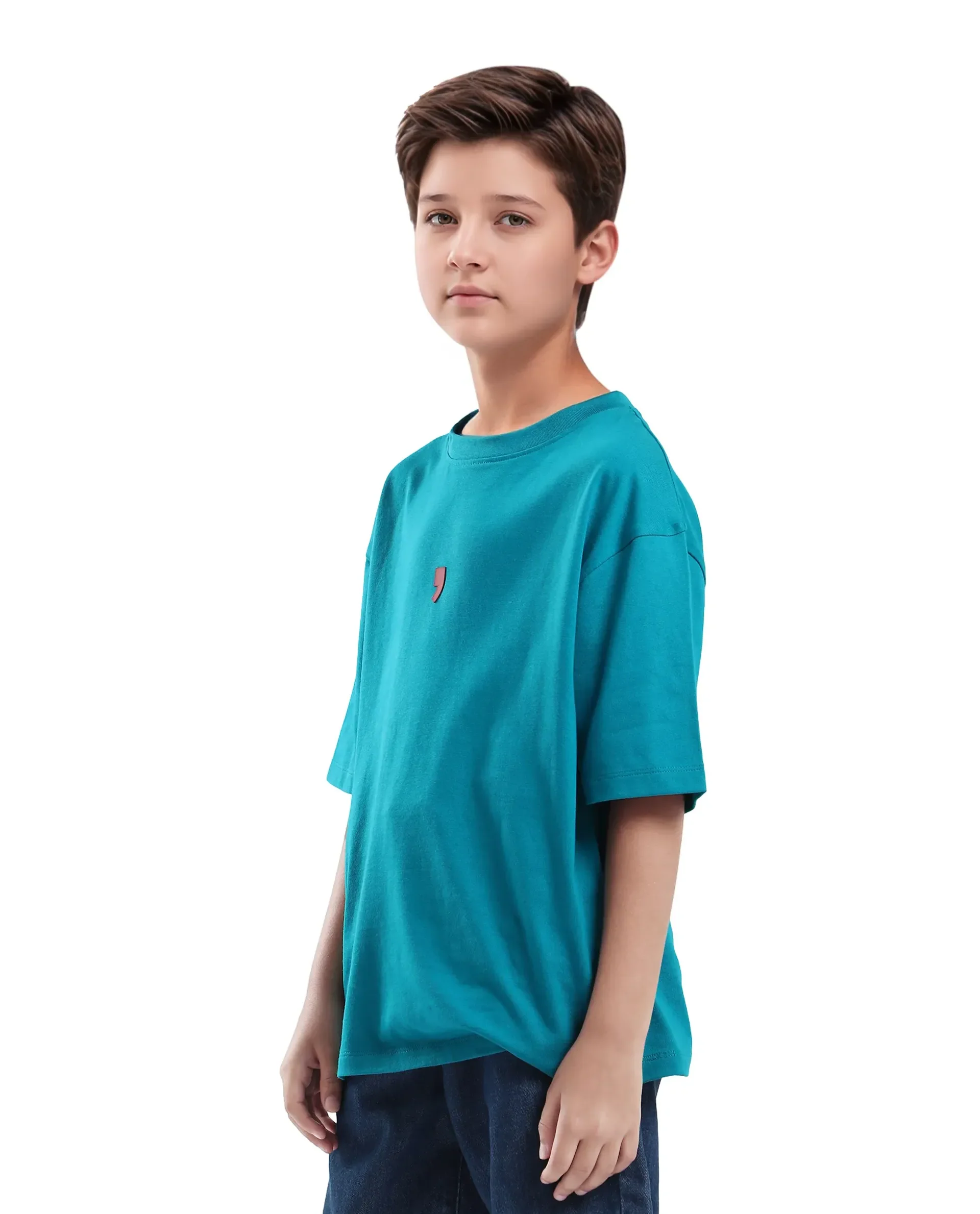 Rare Ones Kids Voy-K Turq Cotton Graphic Print Slip-On Oversized Fit T-Shirt - Image 6
