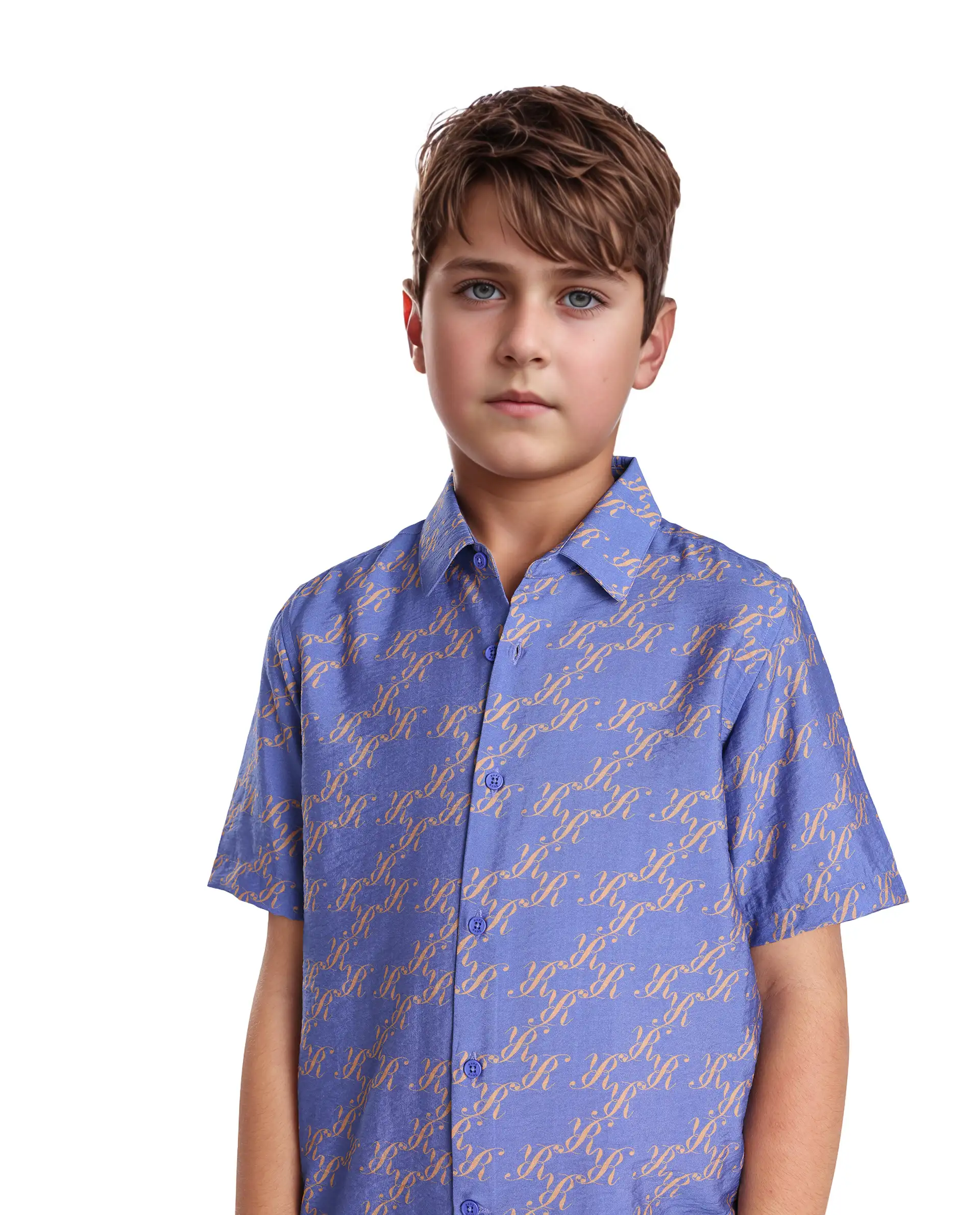 Rare Ones Kids Welt Purple Viscose Blend Print Button Closure Regular Fit Shirt - Image 2