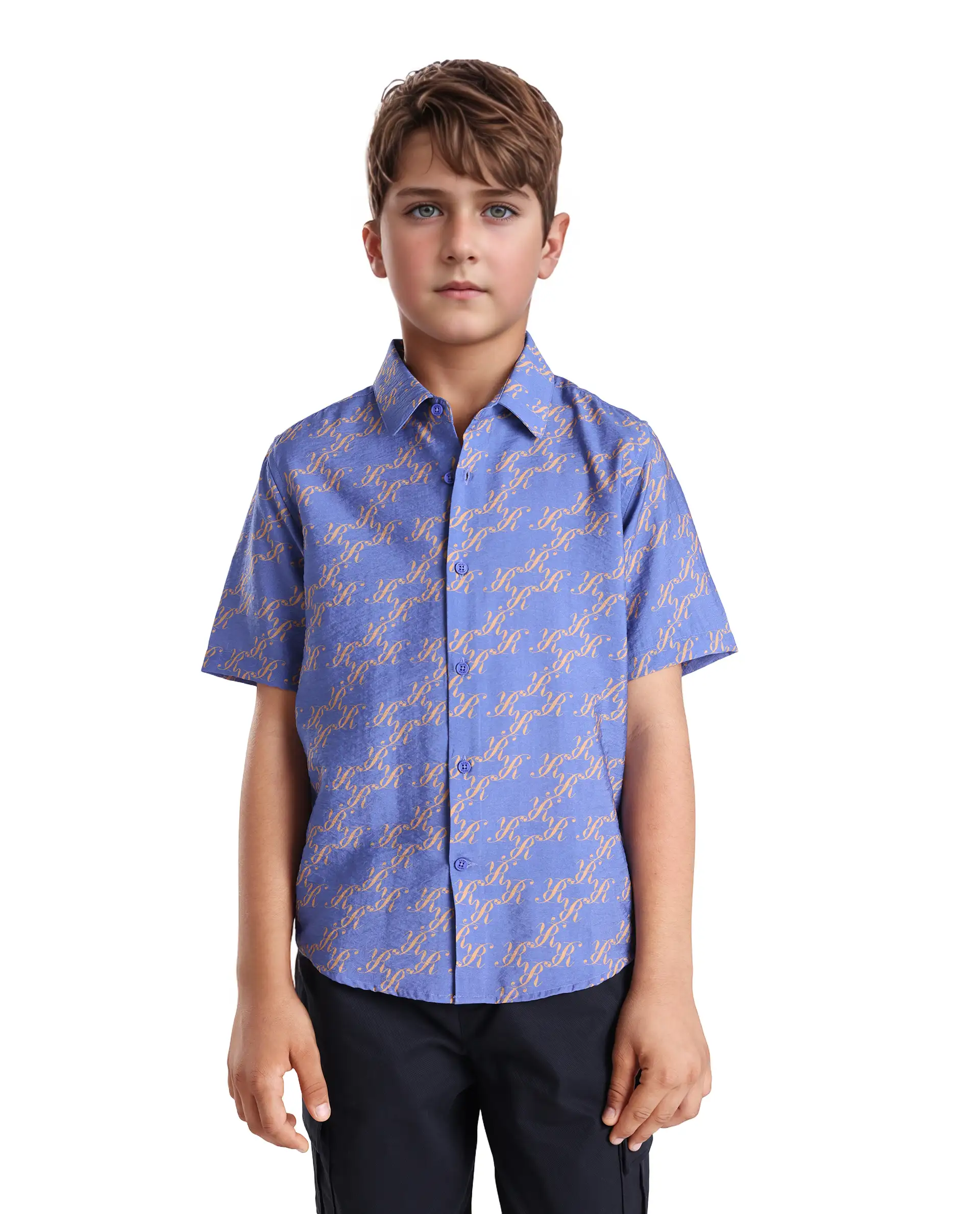 Rare Ones Kids Welt Purple Viscose Blend Print Button Closure Regular Fit Shirt - Image 4