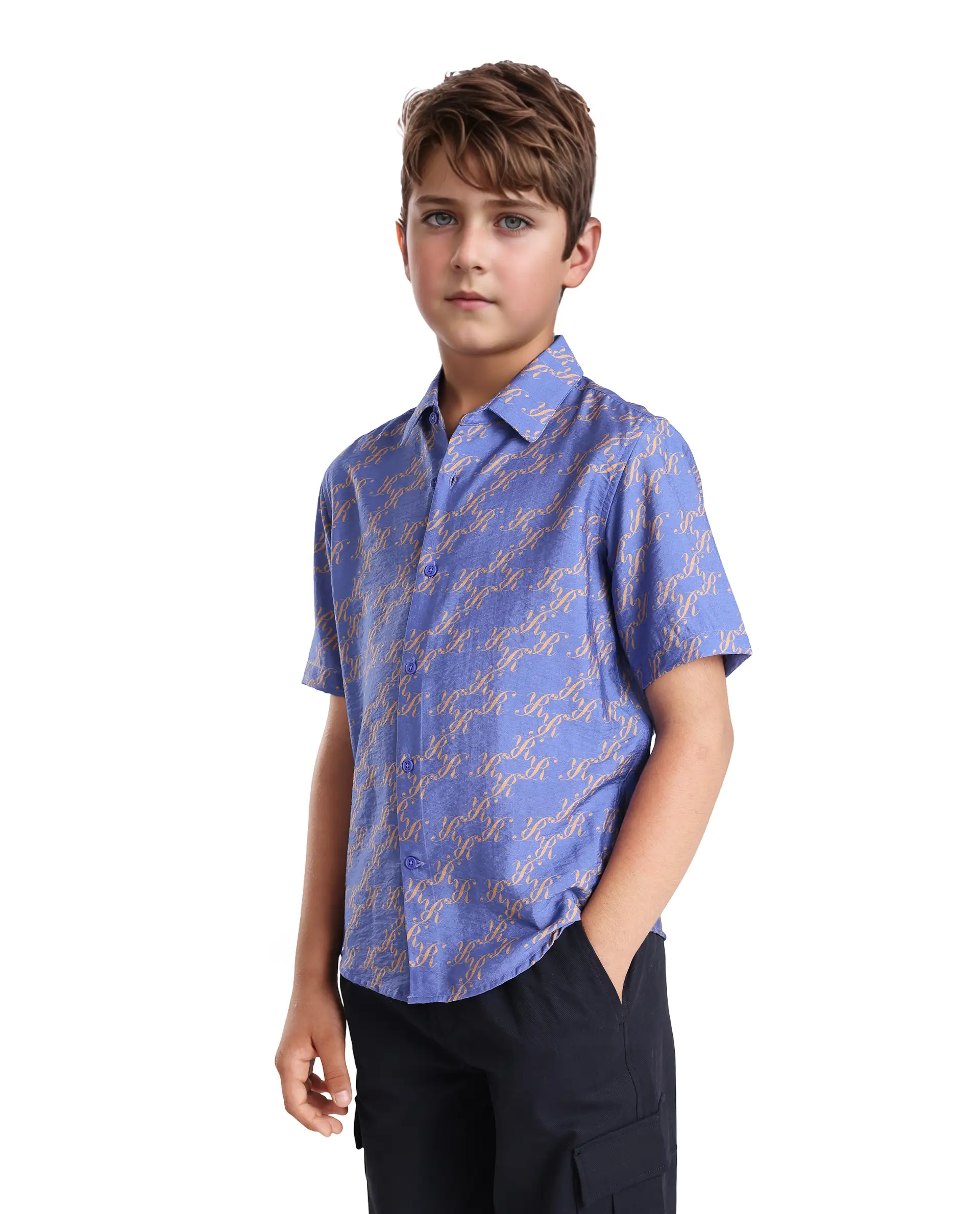 Rare Ones Kids Welt Purple Viscose Blend Print Button Closure Regular Fit Shirt - Image 7