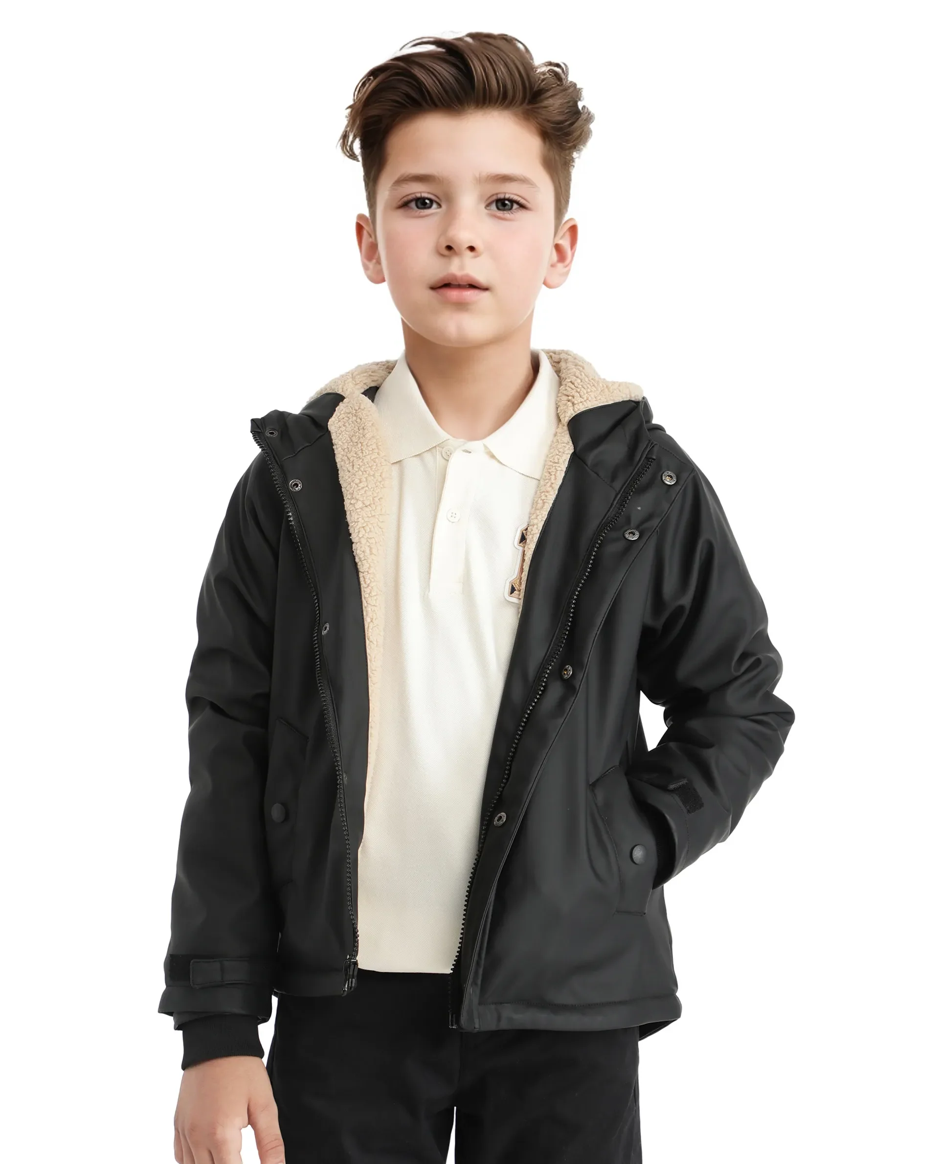 Rare Ones Kids Wrick Black Polyester Full Sleeve Solid Jacket - Image 2