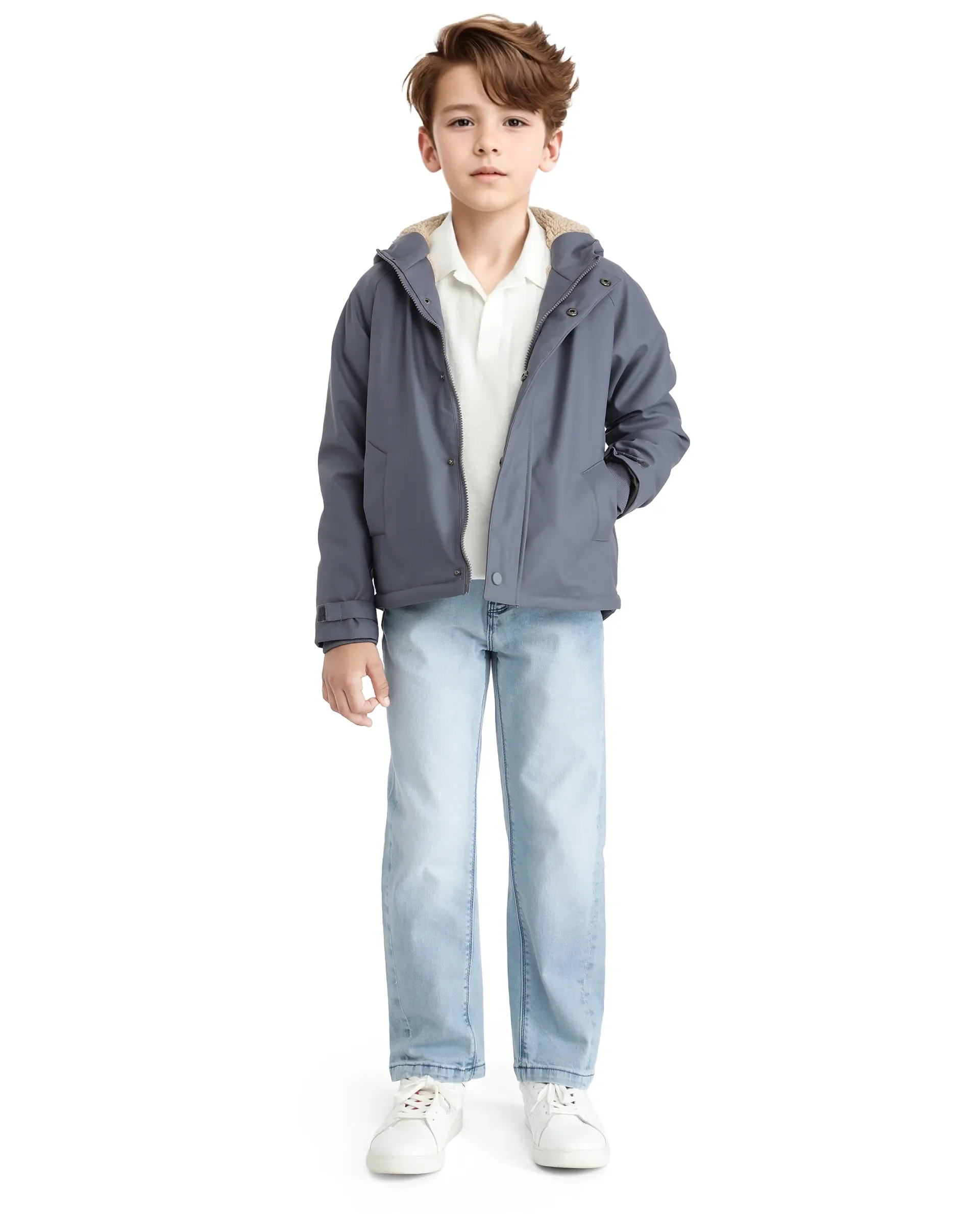 Rare Ones Kids Wrick Navy Polyester Full Sleeve Solid Jacket - Image 2