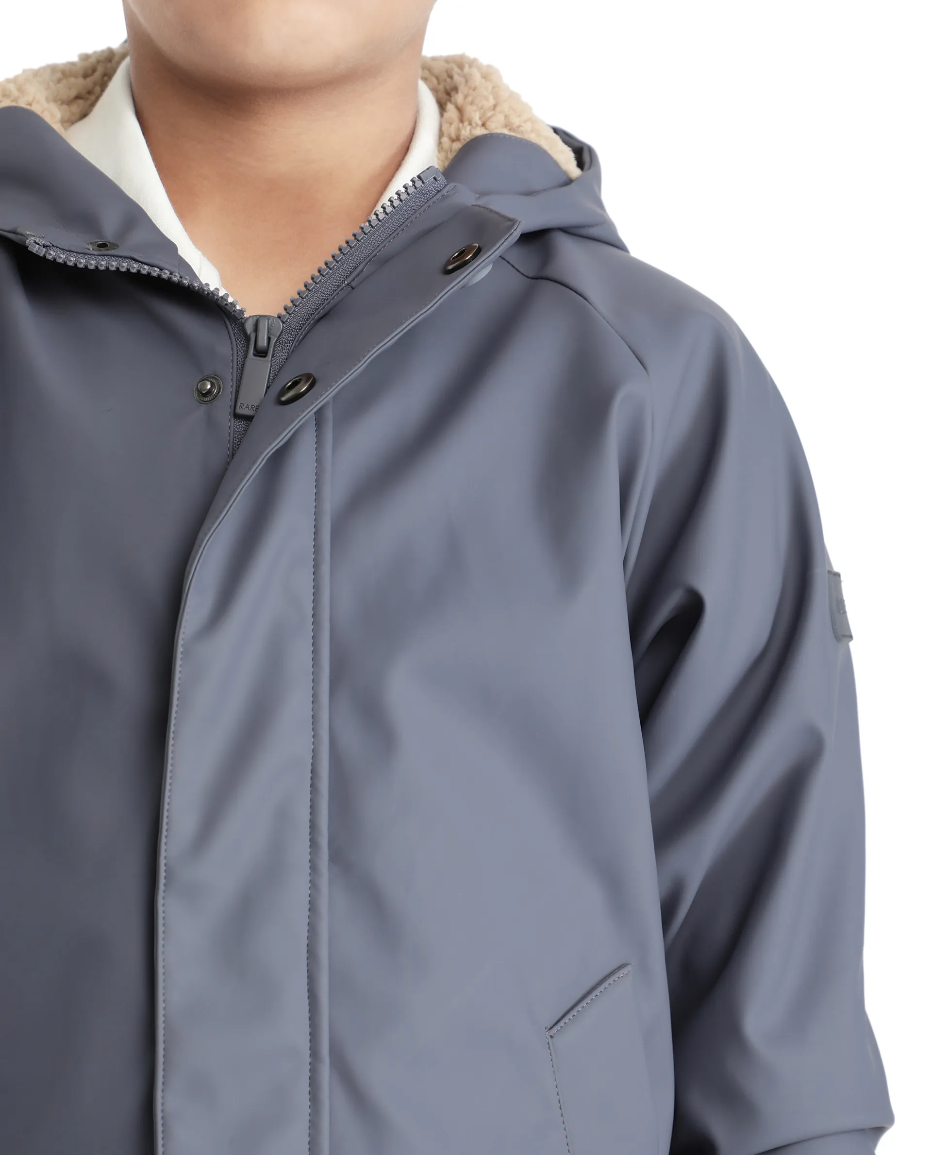 Rare Ones Kids Wrick Navy Polyester Full Sleeve Solid Jacket - Image 3