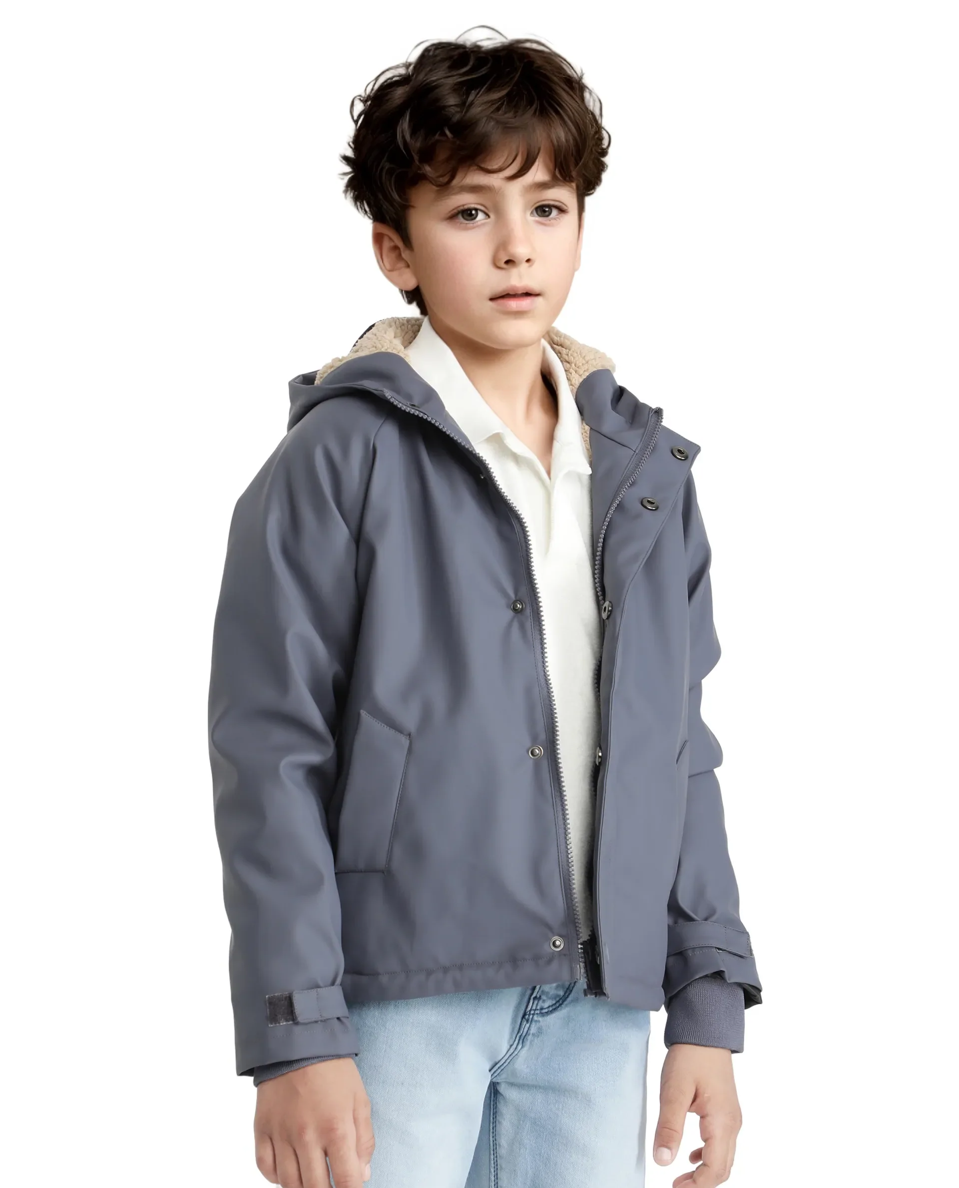 Rare Ones Kids Wrick Navy Polyester Full Sleeve Solid Jacket - Image 5