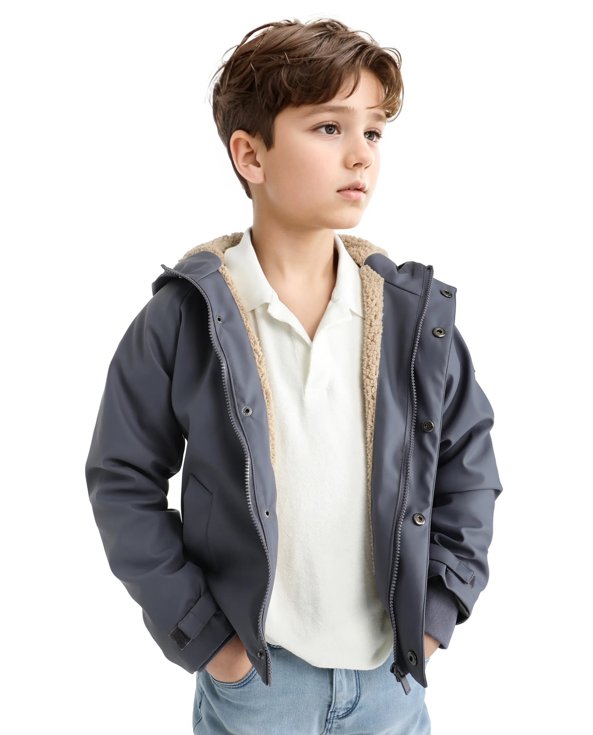 Rare Ones Kids Wrick Navy Polyester Full Sleeve Solid Jacket - Image 7