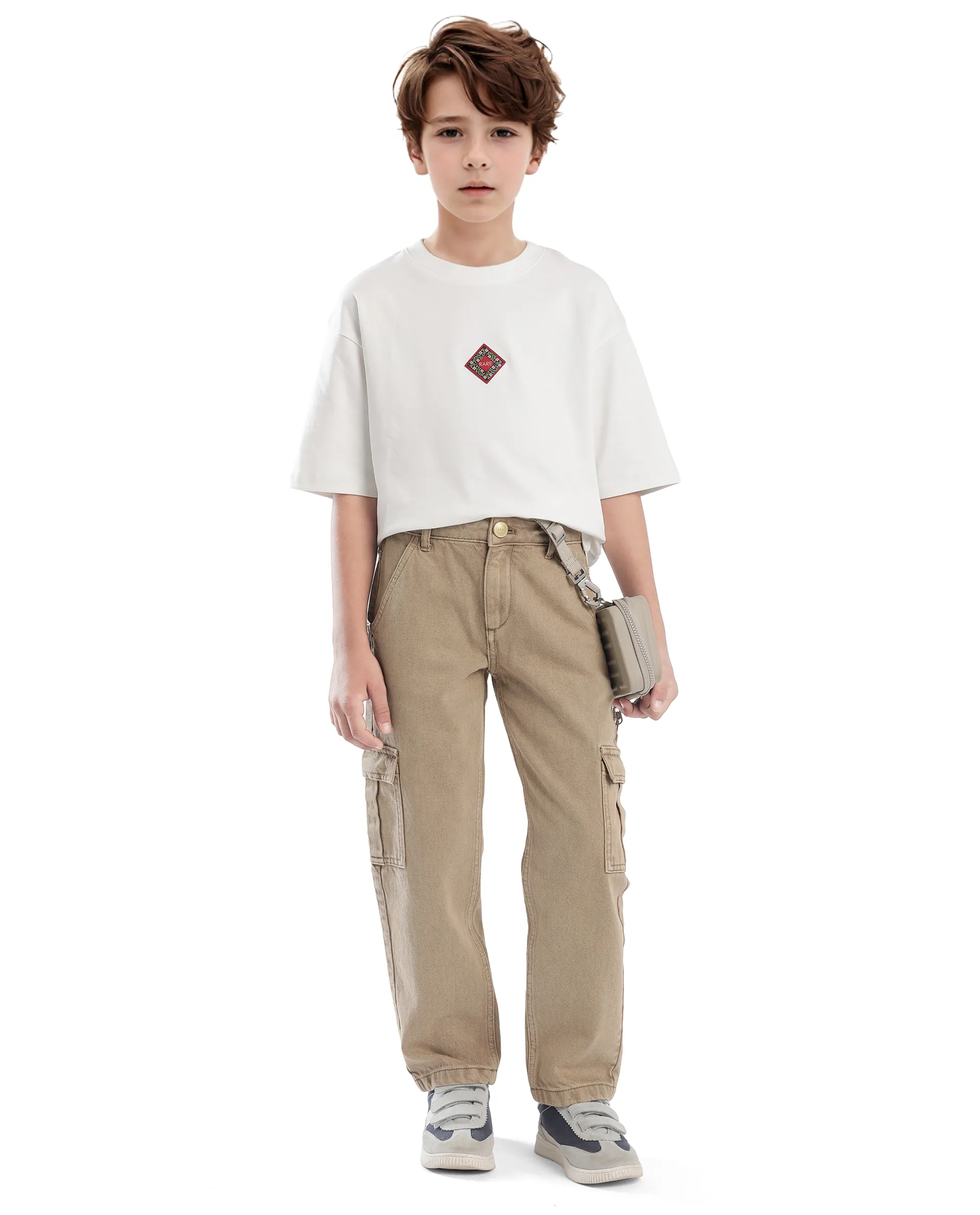 Rare Ones Kids Wuo Off White Cotton Half Sleeve Solid Slip-On Closure Regular Fit T-Shirt - Image 2
