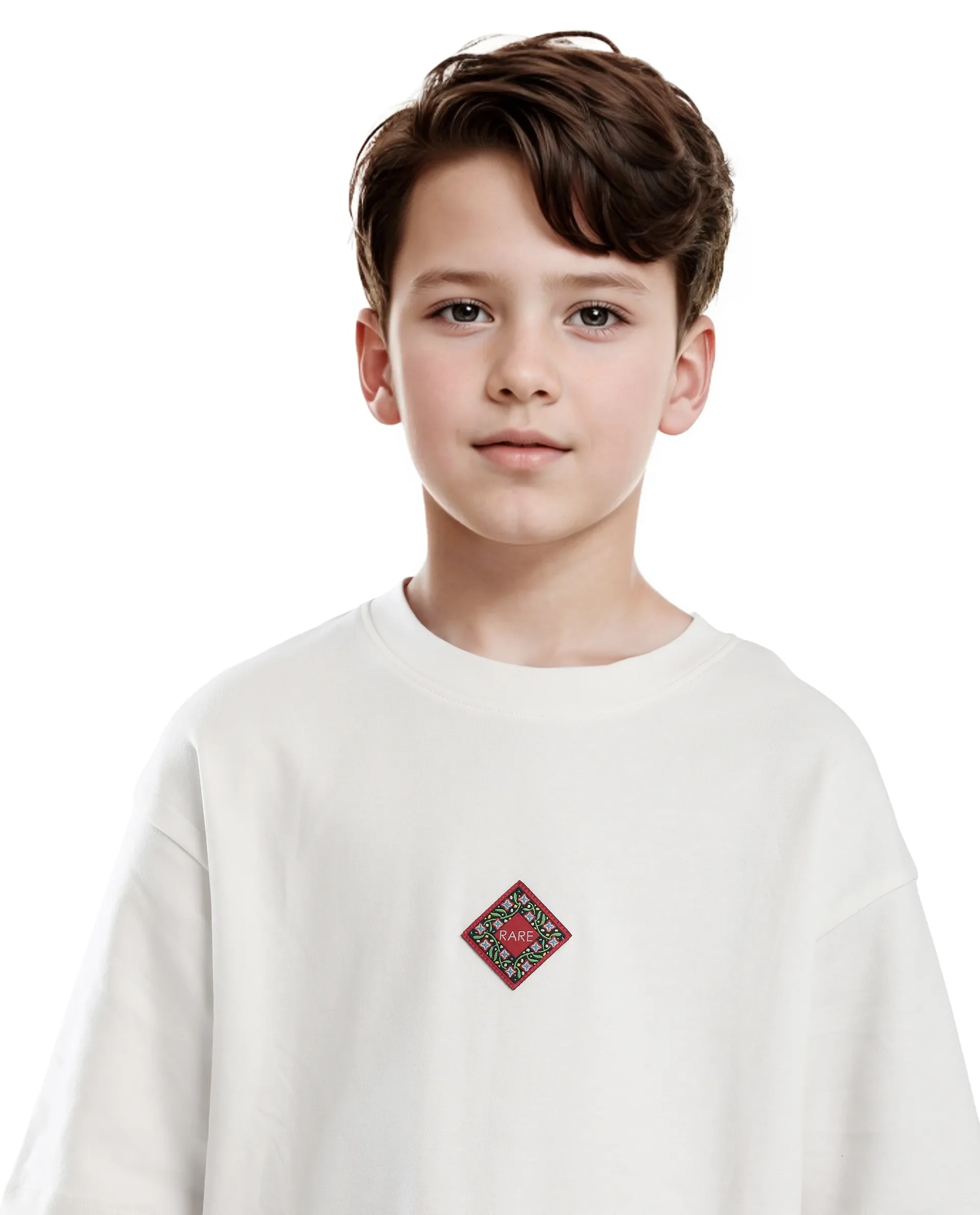 Rare Ones Kids Wuo Off White Cotton Half Sleeve Solid Slip-On Closure Regular Fit T-Shirt - Image 3