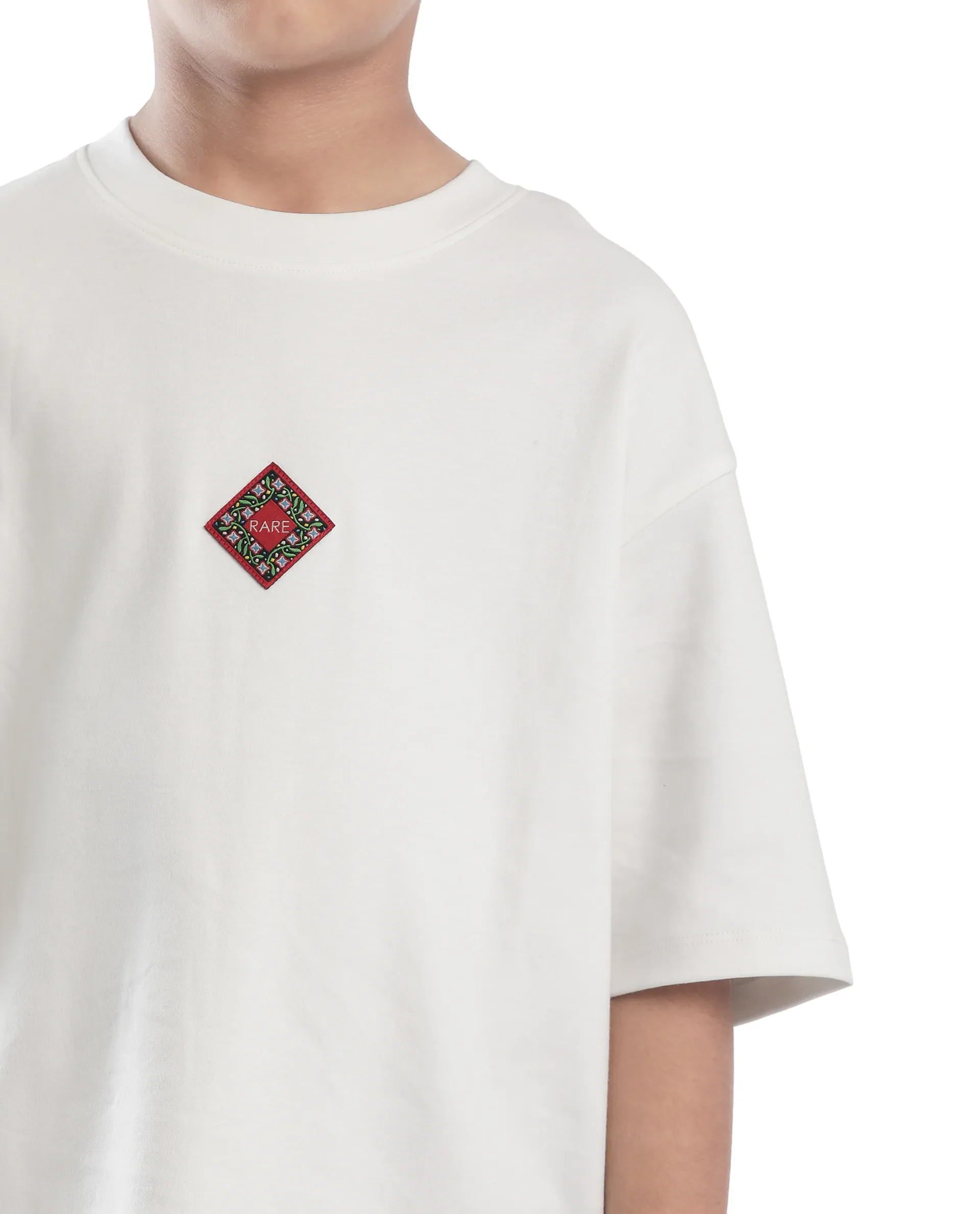 Rare Ones Kids Wuo Off White Cotton Half Sleeve Solid Slip-On Closure Regular Fit T-Shirt - Image 4