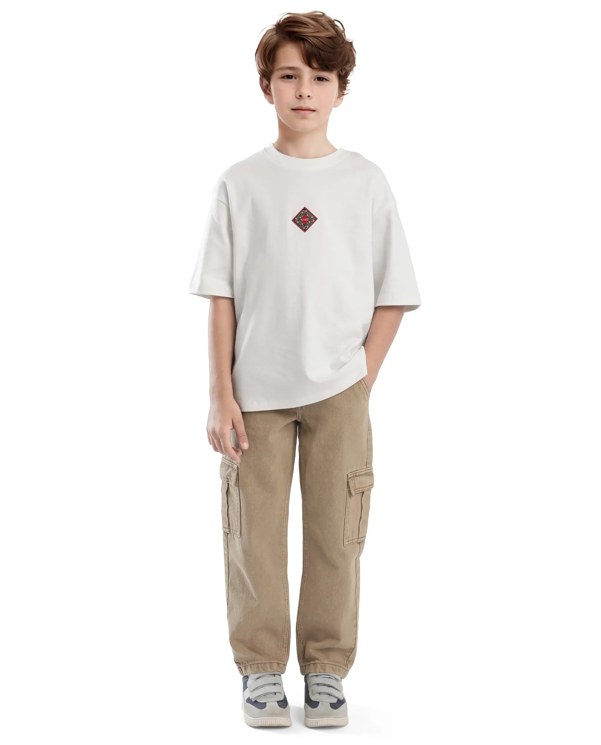 Rare Ones Kids Wuo Off White Cotton Half Sleeve Solid Slip-On Closure Regular Fit T-Shirt - Image 5