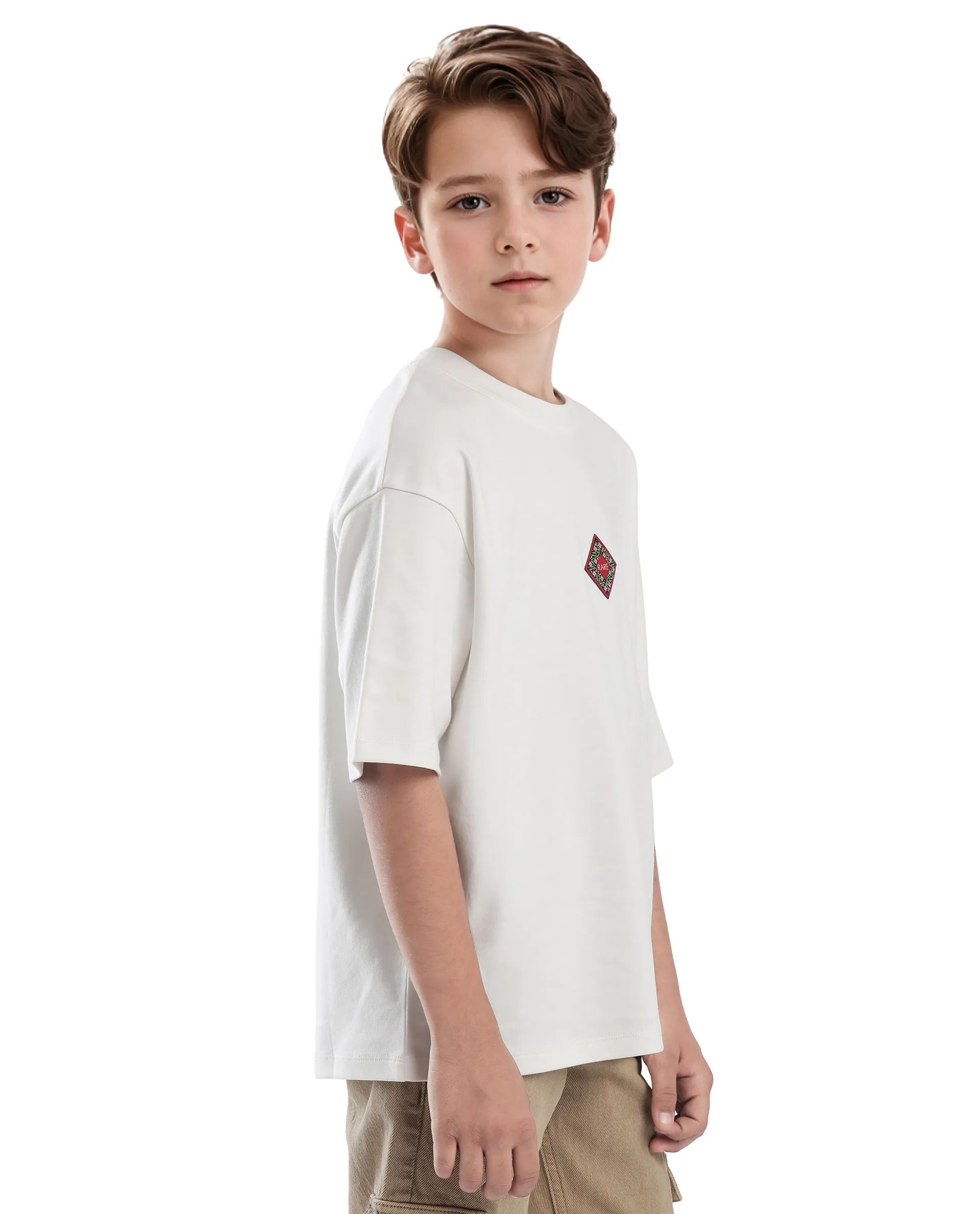 Rare Ones Kids Wuo Off White Cotton Half Sleeve Solid Slip-On Closure Regular Fit T-Shirt - Image 6