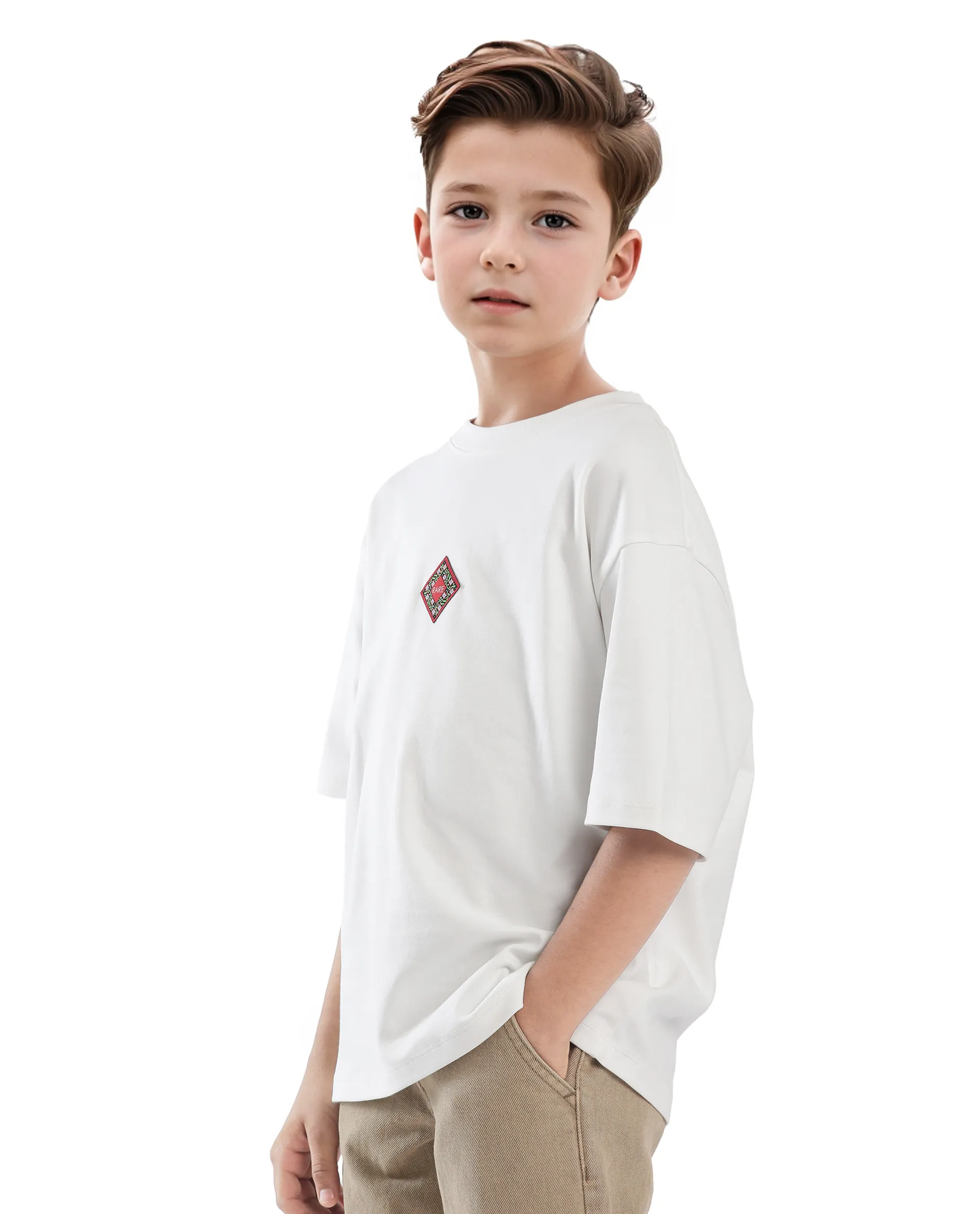 Rare Ones Kids Wuo Off White Cotton Half Sleeve Solid Slip-On Closure Regular Fit T-Shirt - Image 7