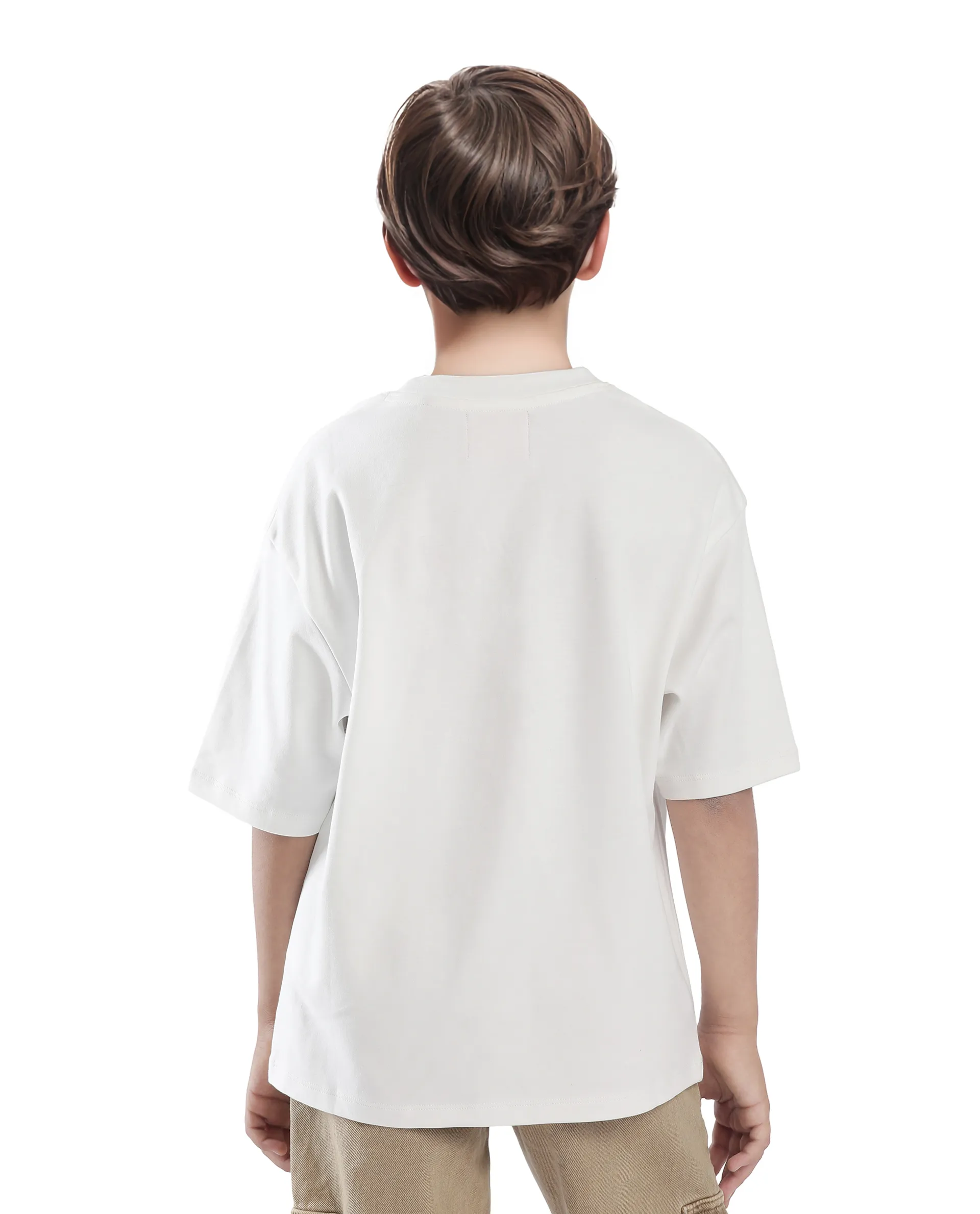 Rare Ones Kids Wuo Off White Cotton Half Sleeve Solid Slip-On Closure Regular Fit T-Shirt - Image 8