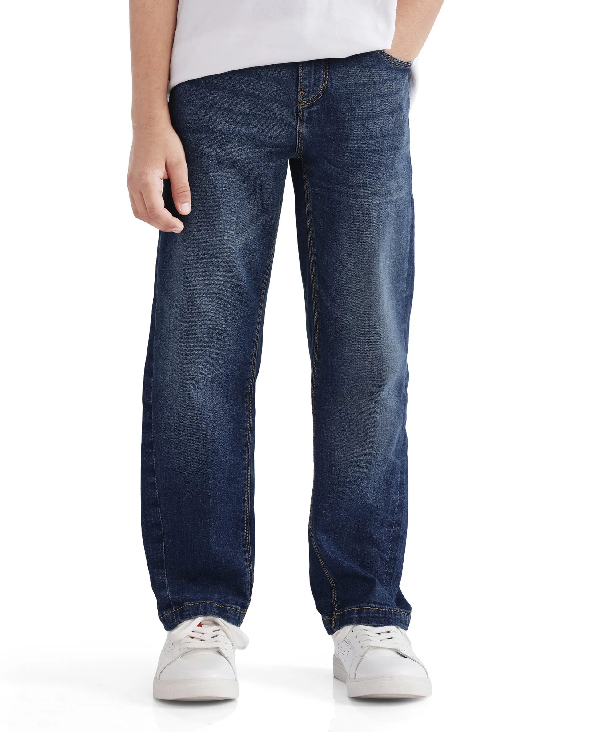 Rare Ones Kids Yosh Dark Blue Solid Denim Pant - Image 2