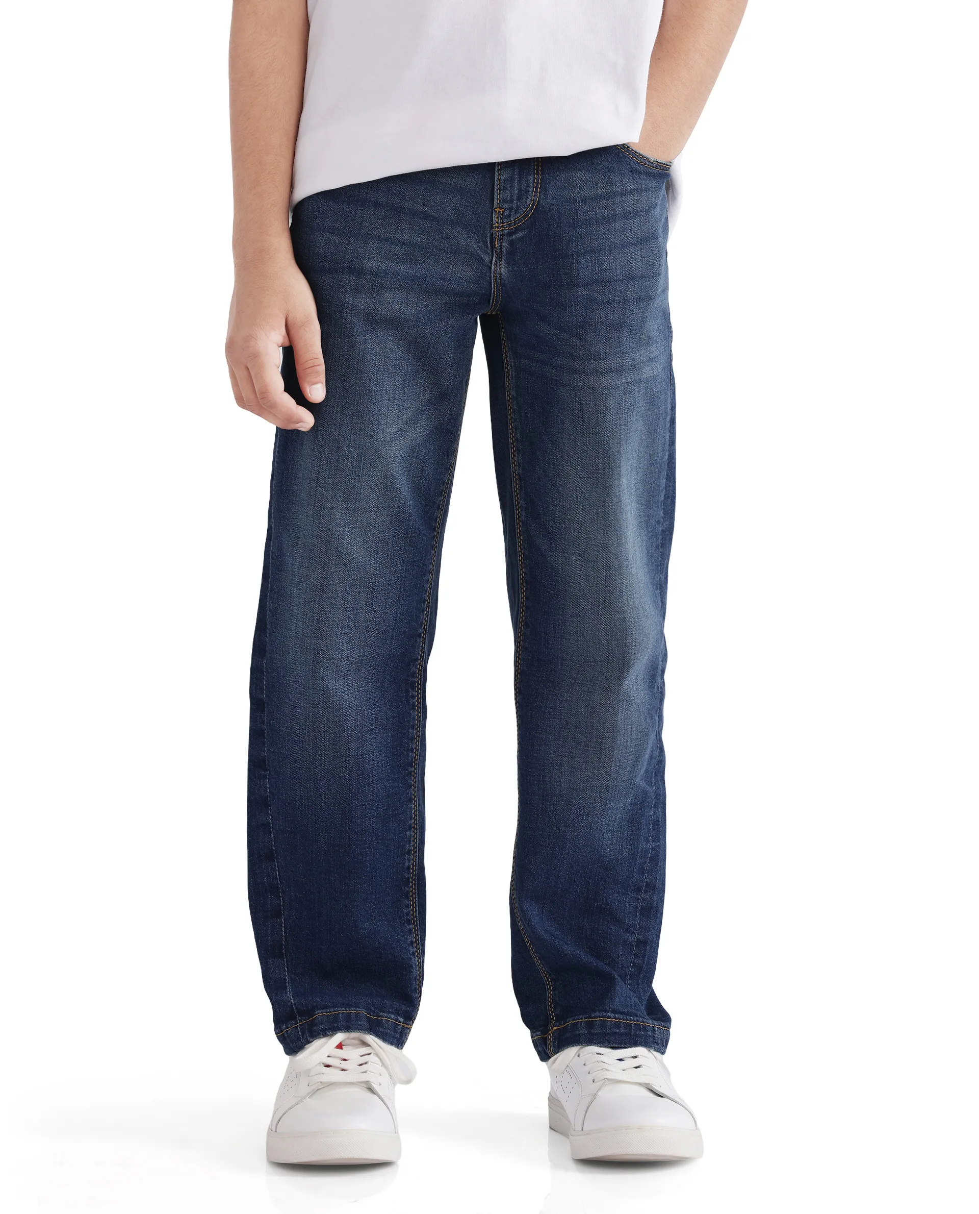 Rare Ones Kids Yosh Dark Blue Solid Denim Pant - Image 4