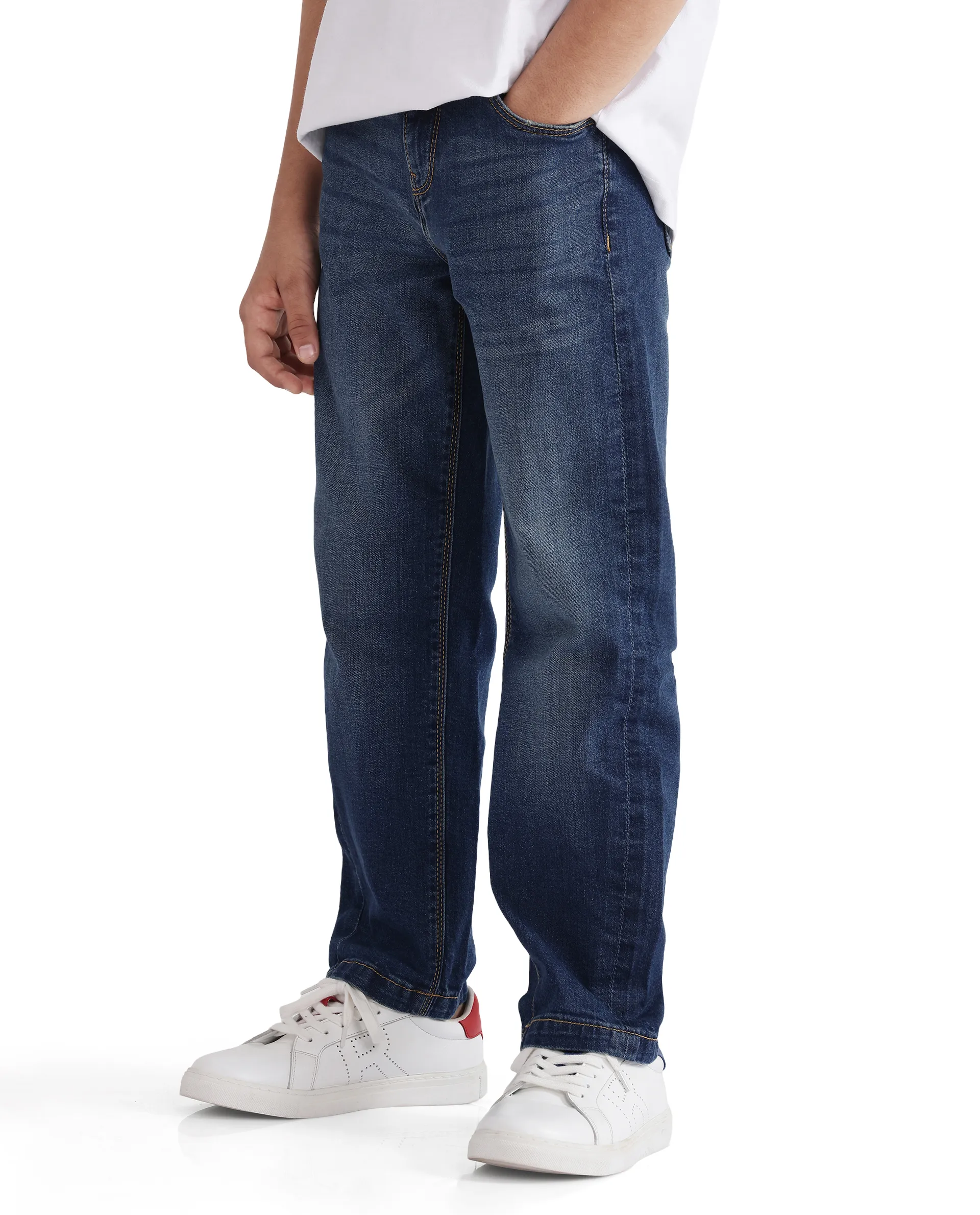 Rare Ones Kids Yosh Dark Blue Solid Denim Pant - Image 6