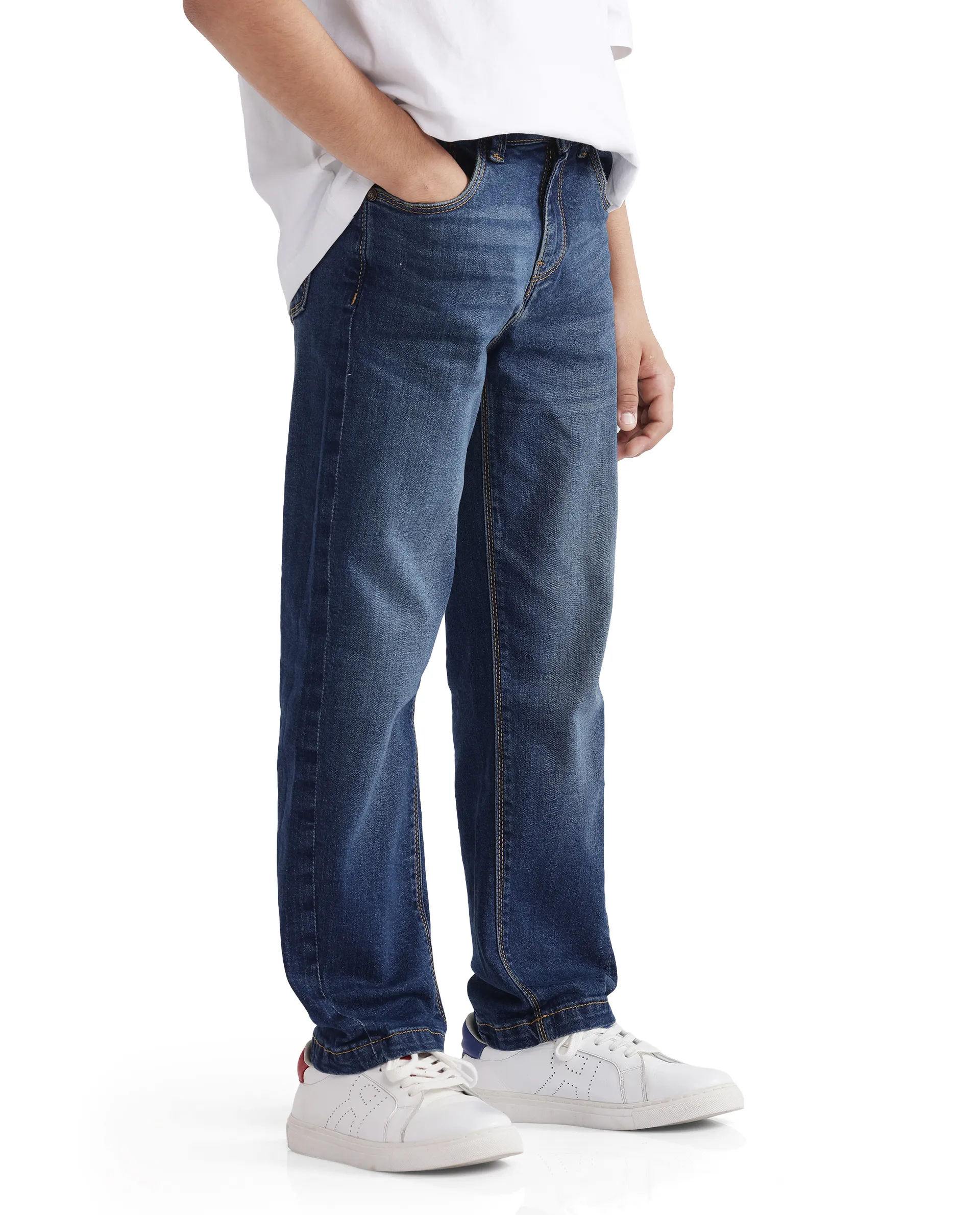 Rare Ones Kids Yosh Dark Blue Solid Denim Pant - Image 7