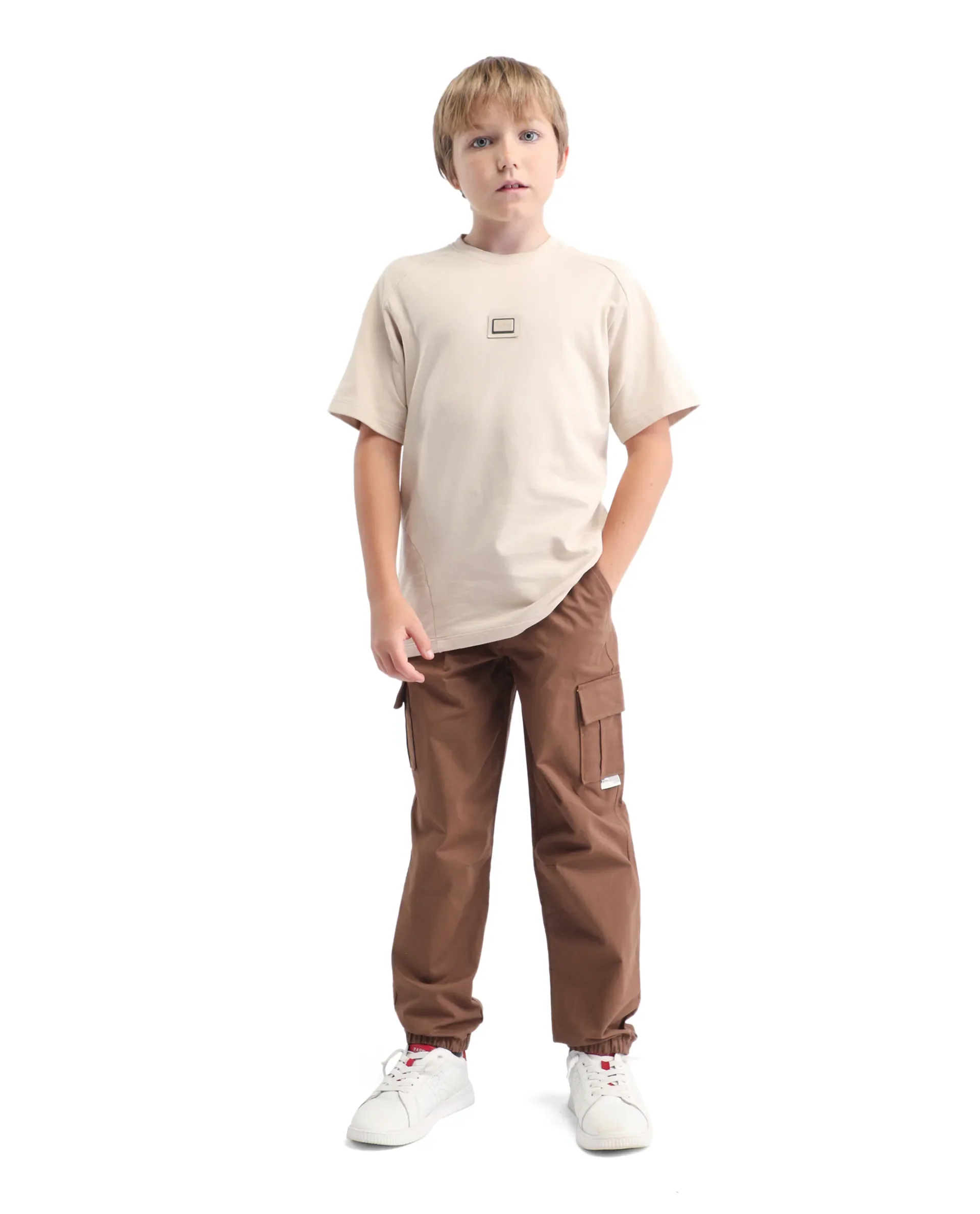 Rare Ones Kids Zash Brown Cotton Solid Button & Zip Closure Regular Fit Trouser - Image 4