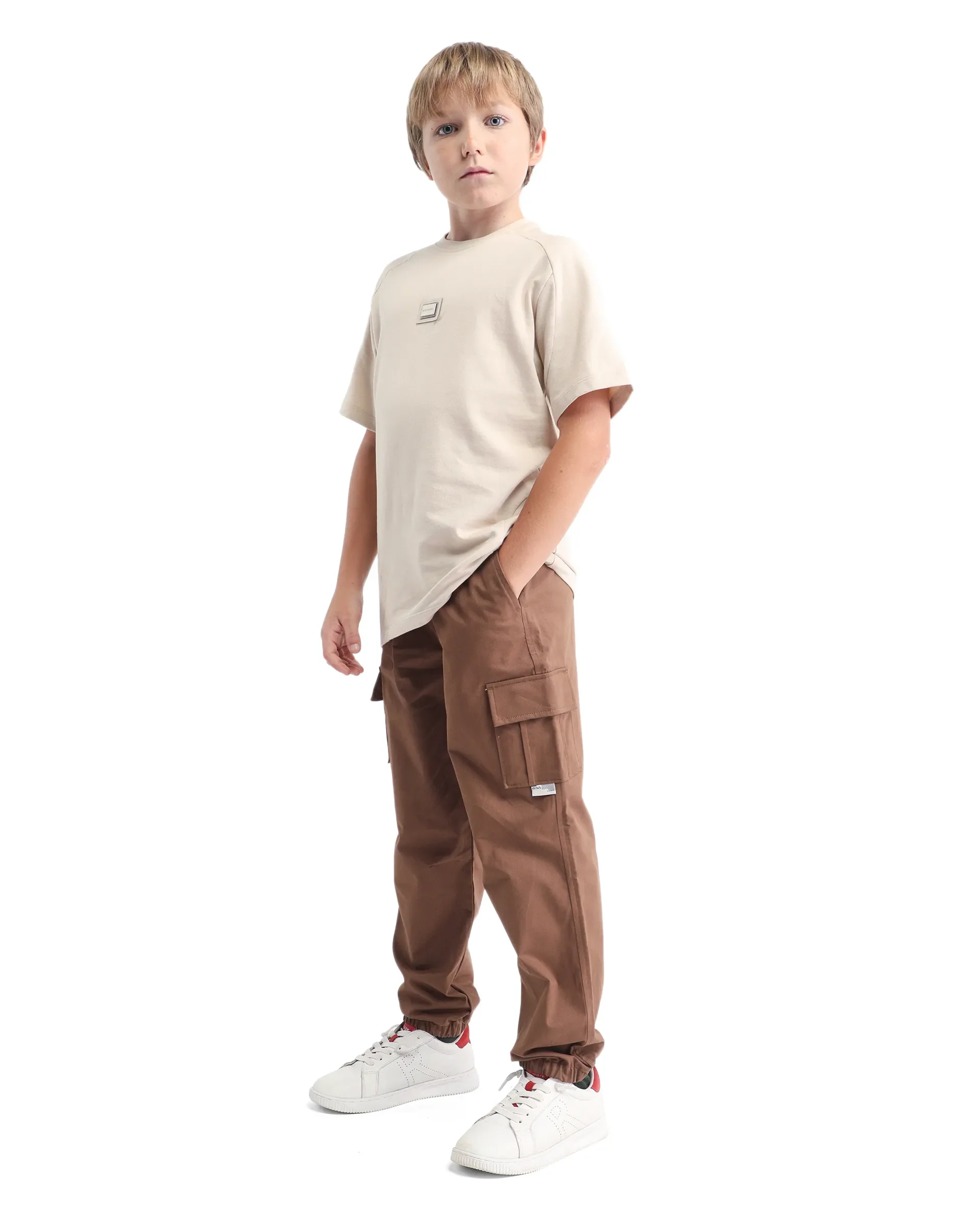 Rare Ones Kids Zash Brown Cotton Solid Button & Zip Closure Regular Fit Trouser - Image 5