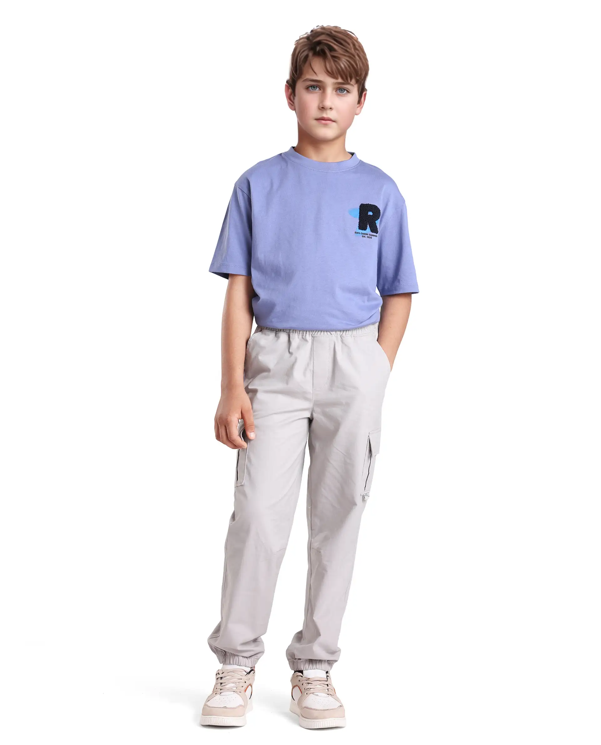 Rare Ones Kids Zash Grey Cotton Solid Button And Zip Closure Regular Fit Trouser - Image 3