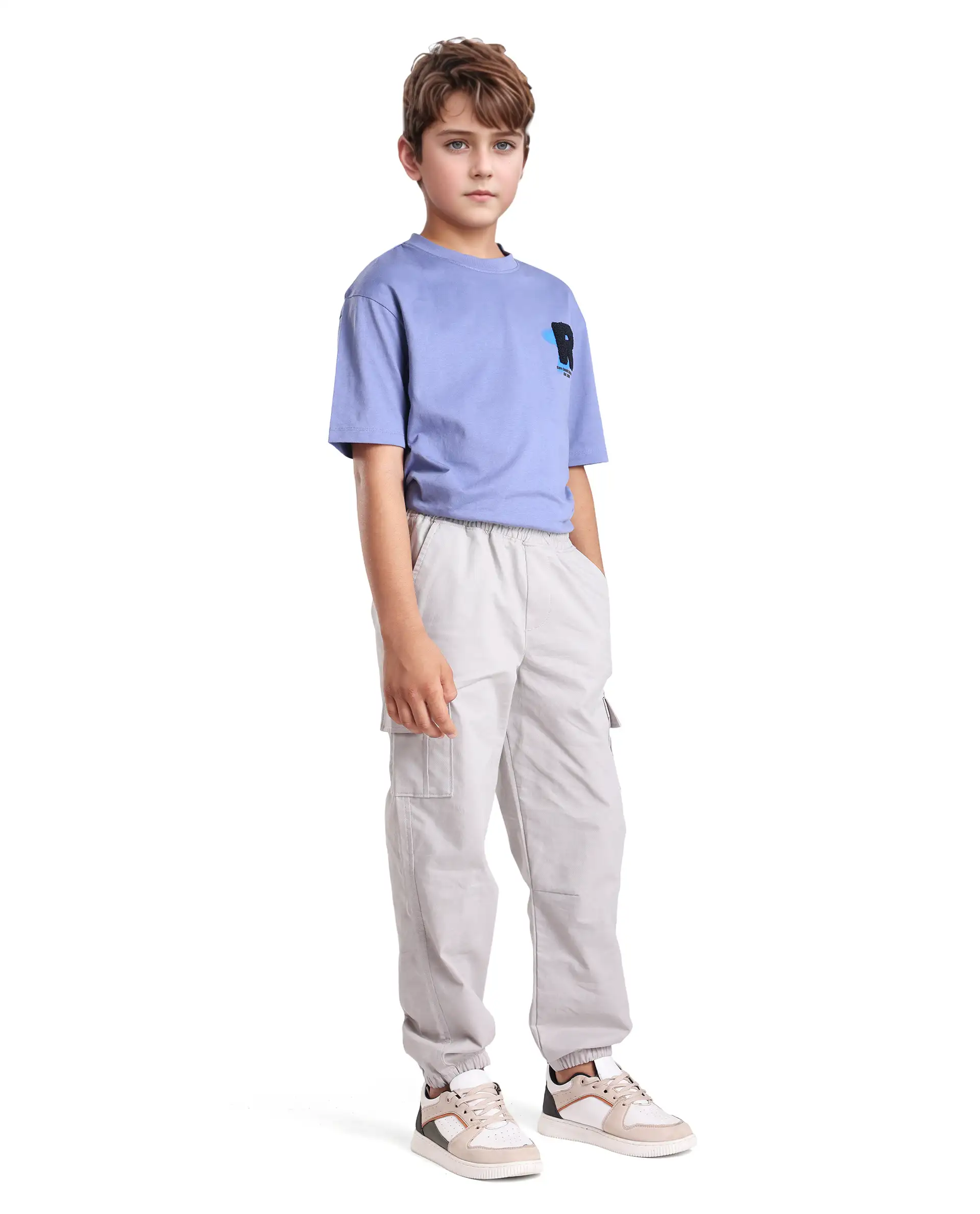 Rare Ones Kids Zash Grey Cotton Solid Button And Zip Closure Regular Fit Trouser - Image 4