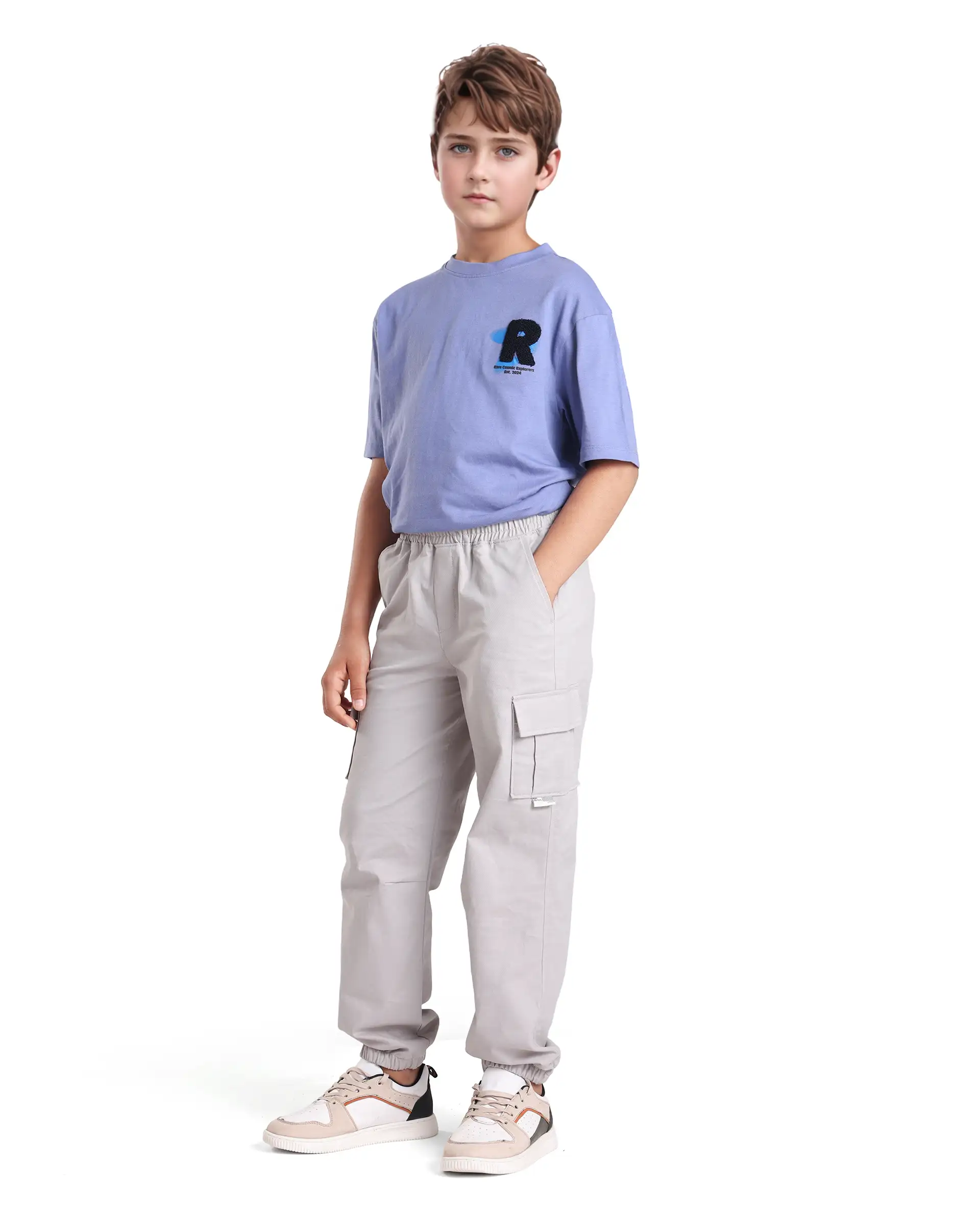 Rare Ones Kids Zash Grey Cotton Solid Button And Zip Closure Regular Fit Trouser - Image 5