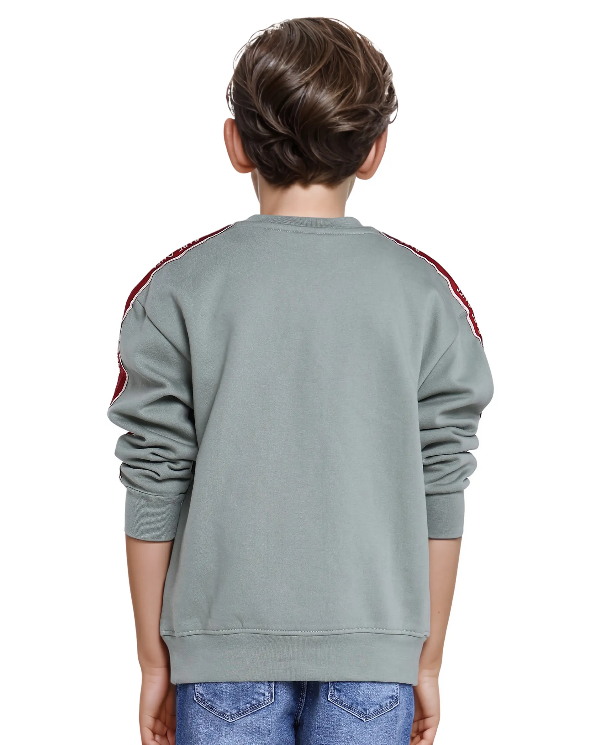 Rare Ones Kids Zet Dusky Green Cotton Poly Full Sleeve Puff Print Sweatshirt - Image 7