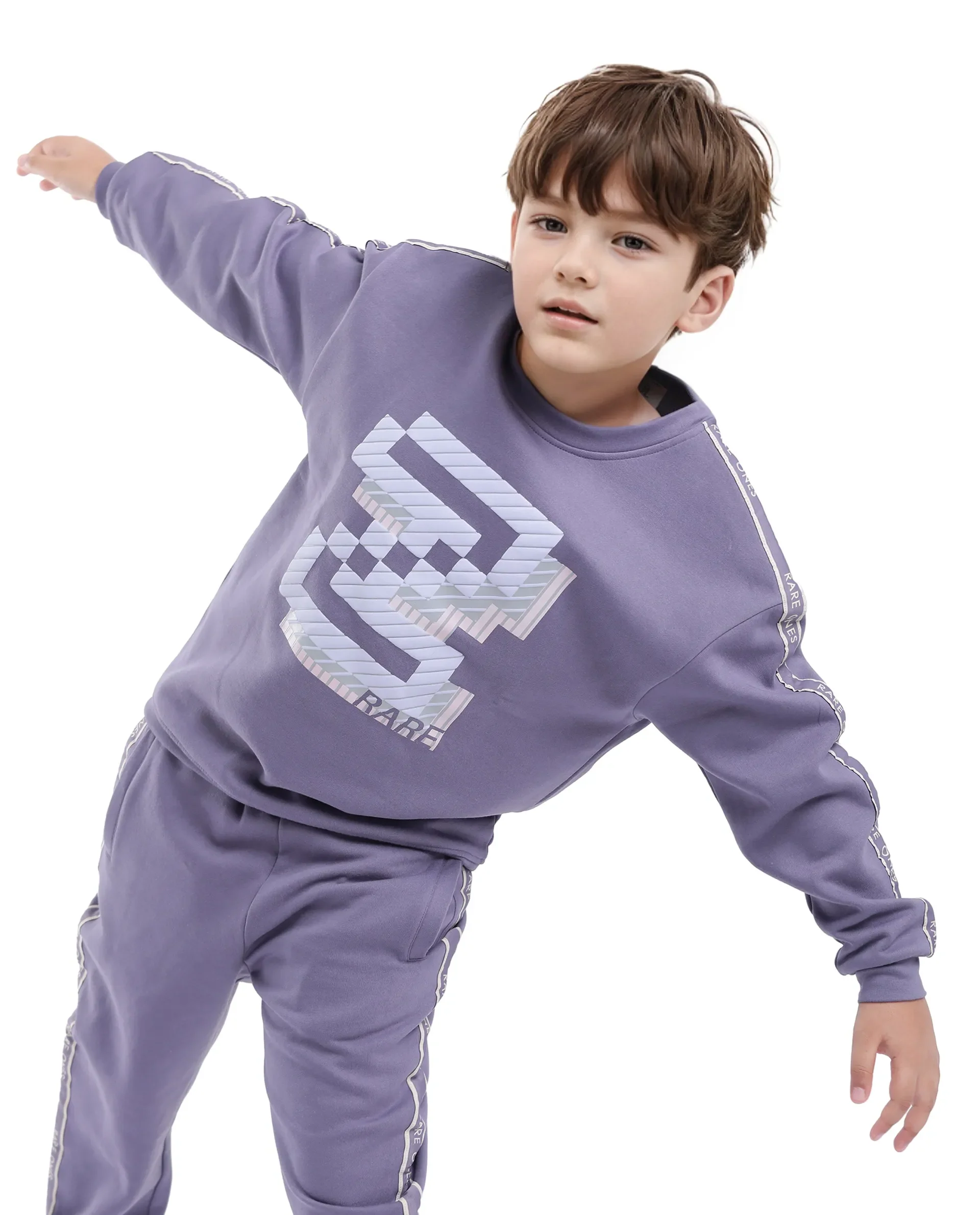 Rare Ones Kids Zet Light Purple Cotton Poly Full Sleeve Puff Print Sweatshirt - Image 3