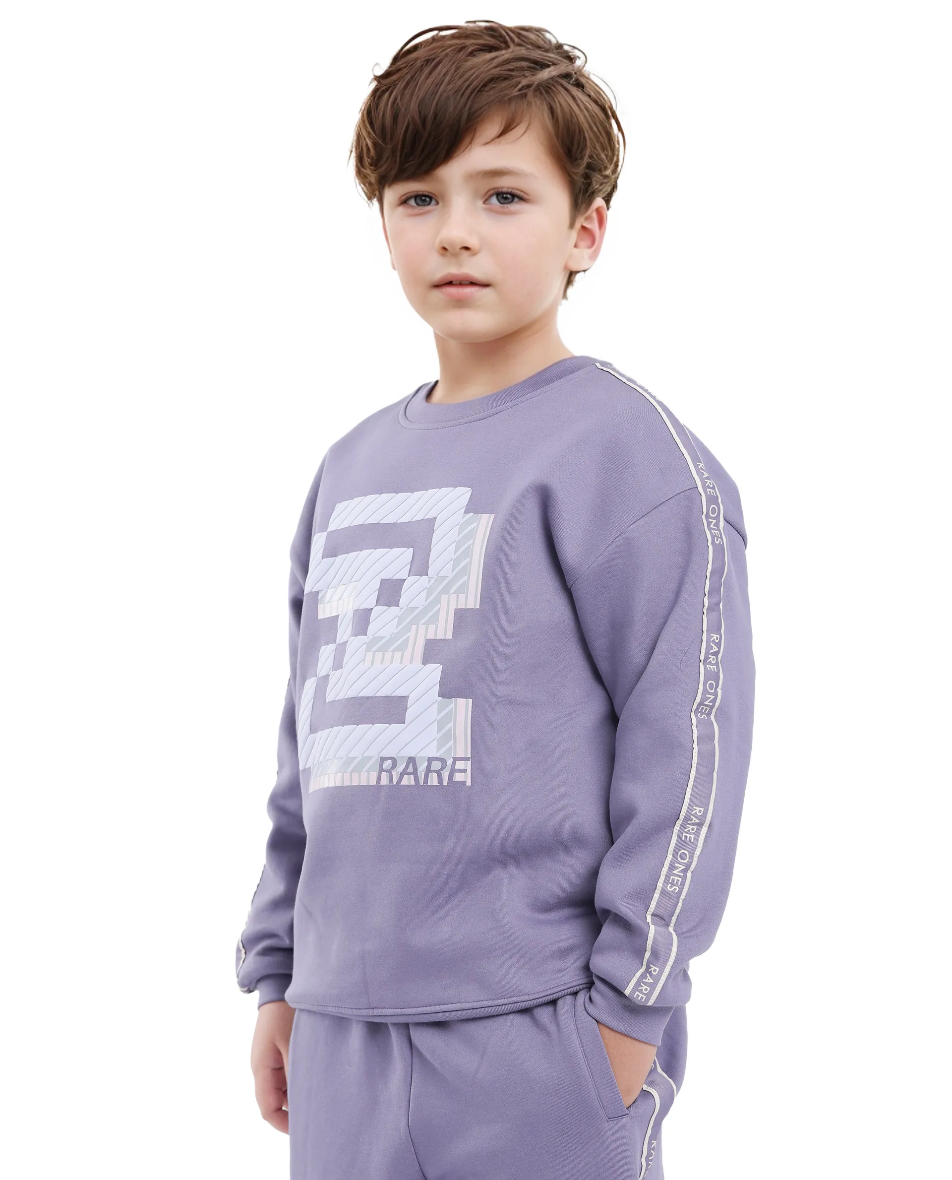 Rare Ones Kids Zet Light Purple Cotton Poly Full Sleeve Puff Print Sweatshirt - Image 5