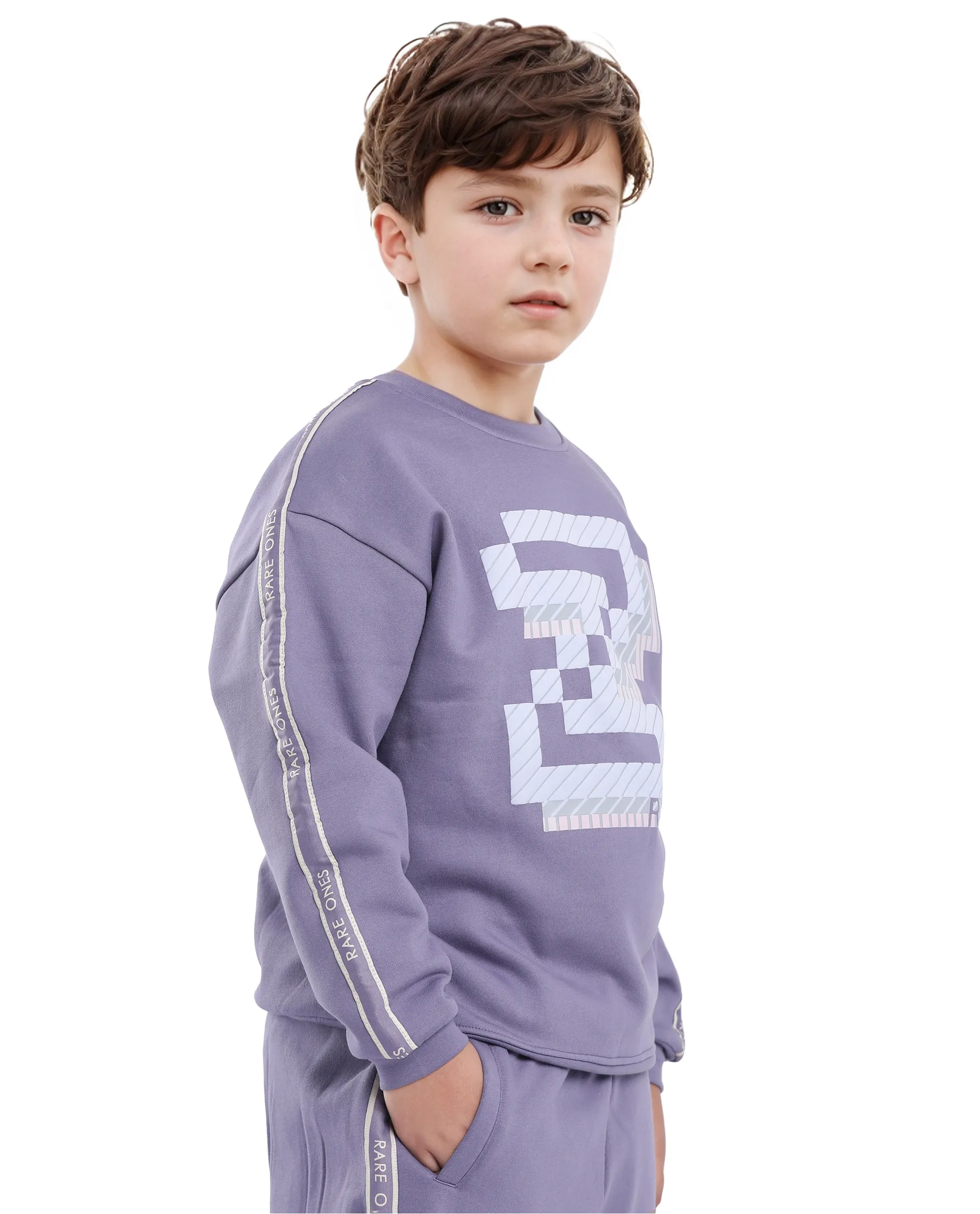 Rare Ones Kids Zet Light Purple Cotton Poly Full Sleeve Puff Print Sweatshirt - Image 6
