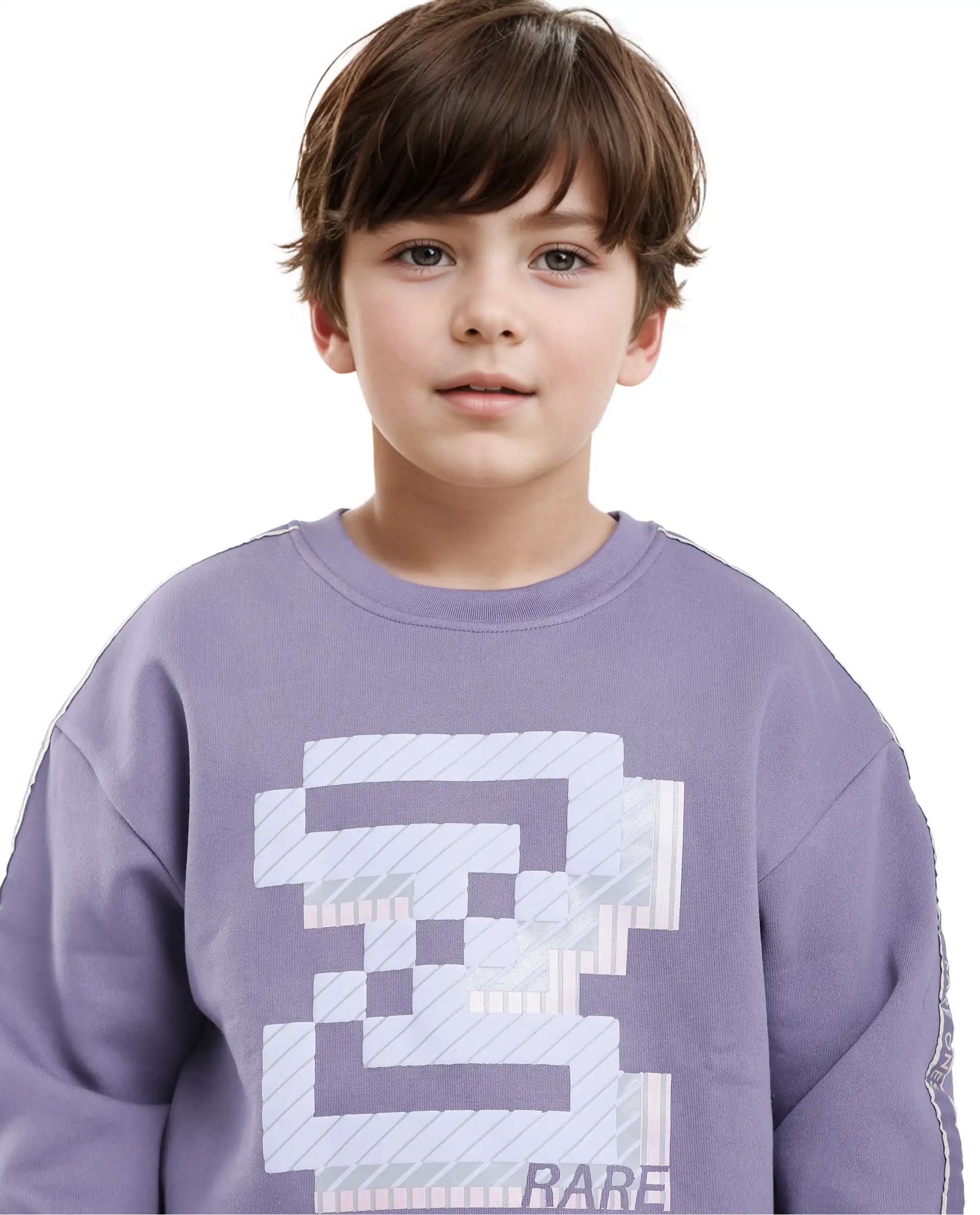 Rare Ones Kids Zet Light Purple Cotton Poly Full Sleeve Puff Print Sweatshirt - Image 7