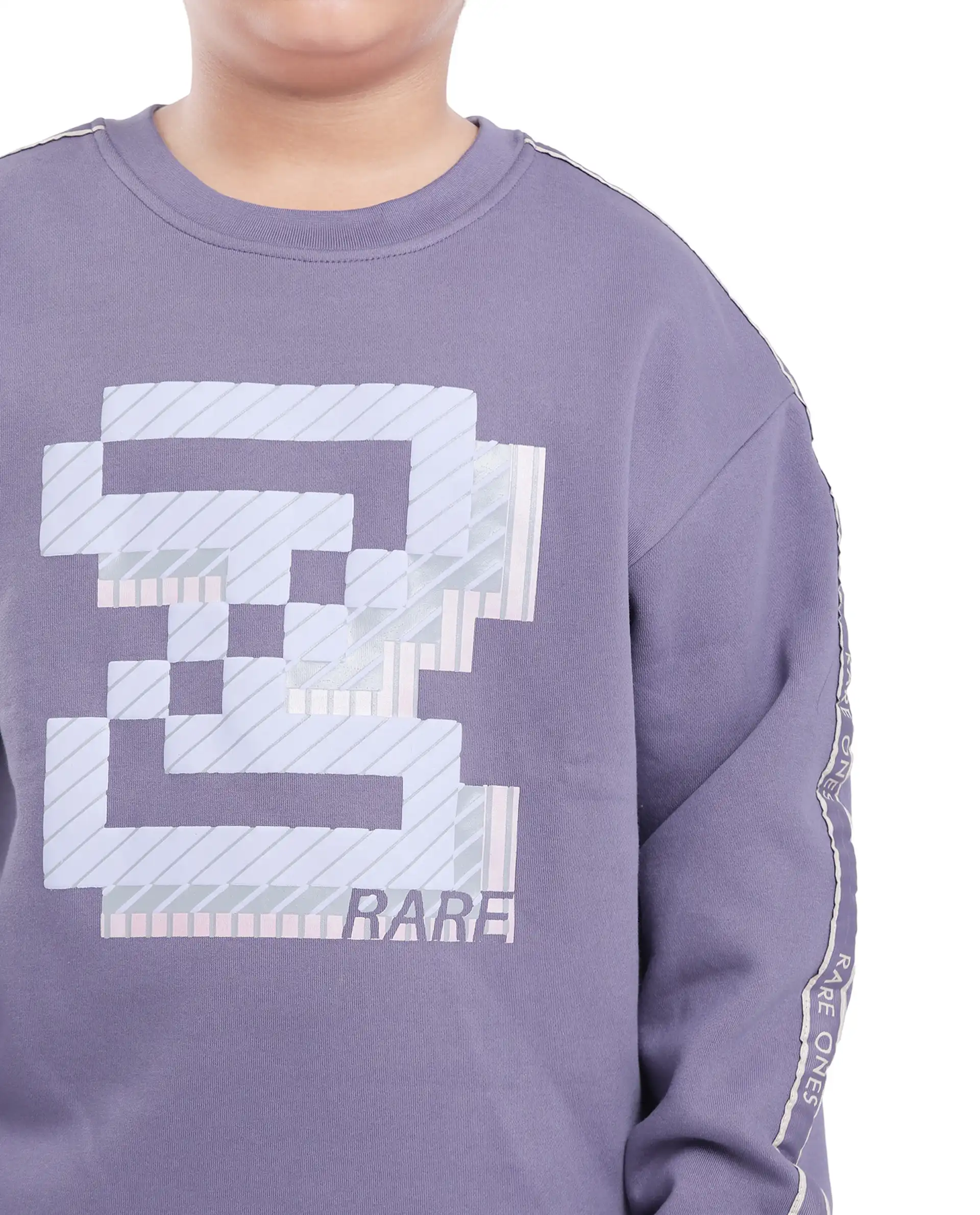Rare Ones Kids Zet Light Purple Cotton Poly Full Sleeve Puff Print Sweatshirt - Image 8