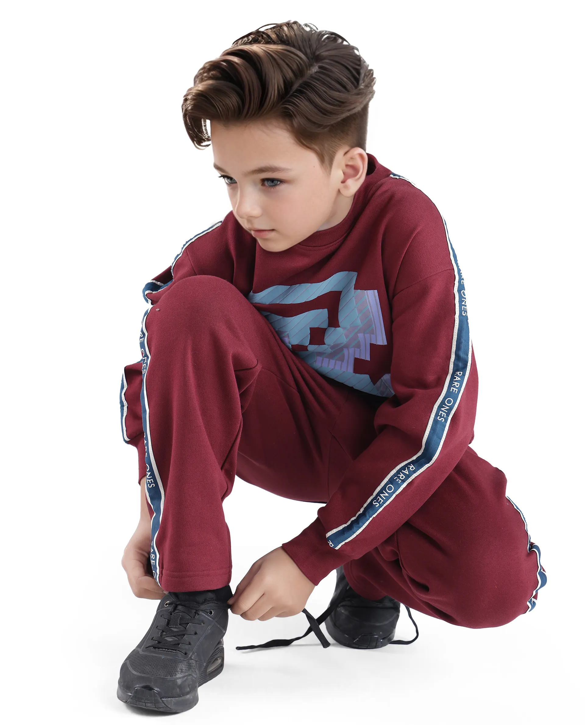 Rare Ones Kids Zet Maroon Cotton Poly Full Sleeve Puff Print Sweatshirt - Image 2