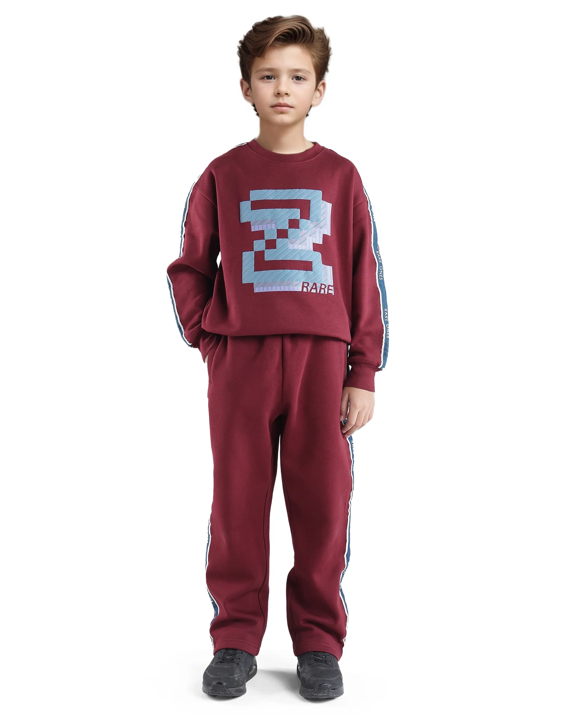 Rare Ones Kids Zet Maroon Cotton Poly Full Sleeve Puff Print Sweatshirt - Image 3